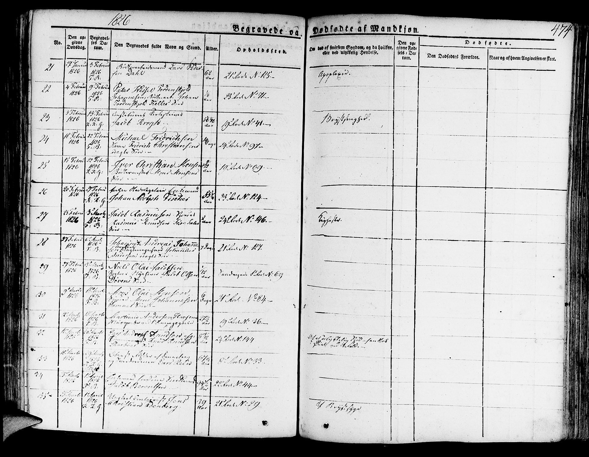 Korskirken sokneprestembete, SAB/A-76101/H/Haa/L0014: Parish register (official) no. A 14, 1823-1835, p. 474