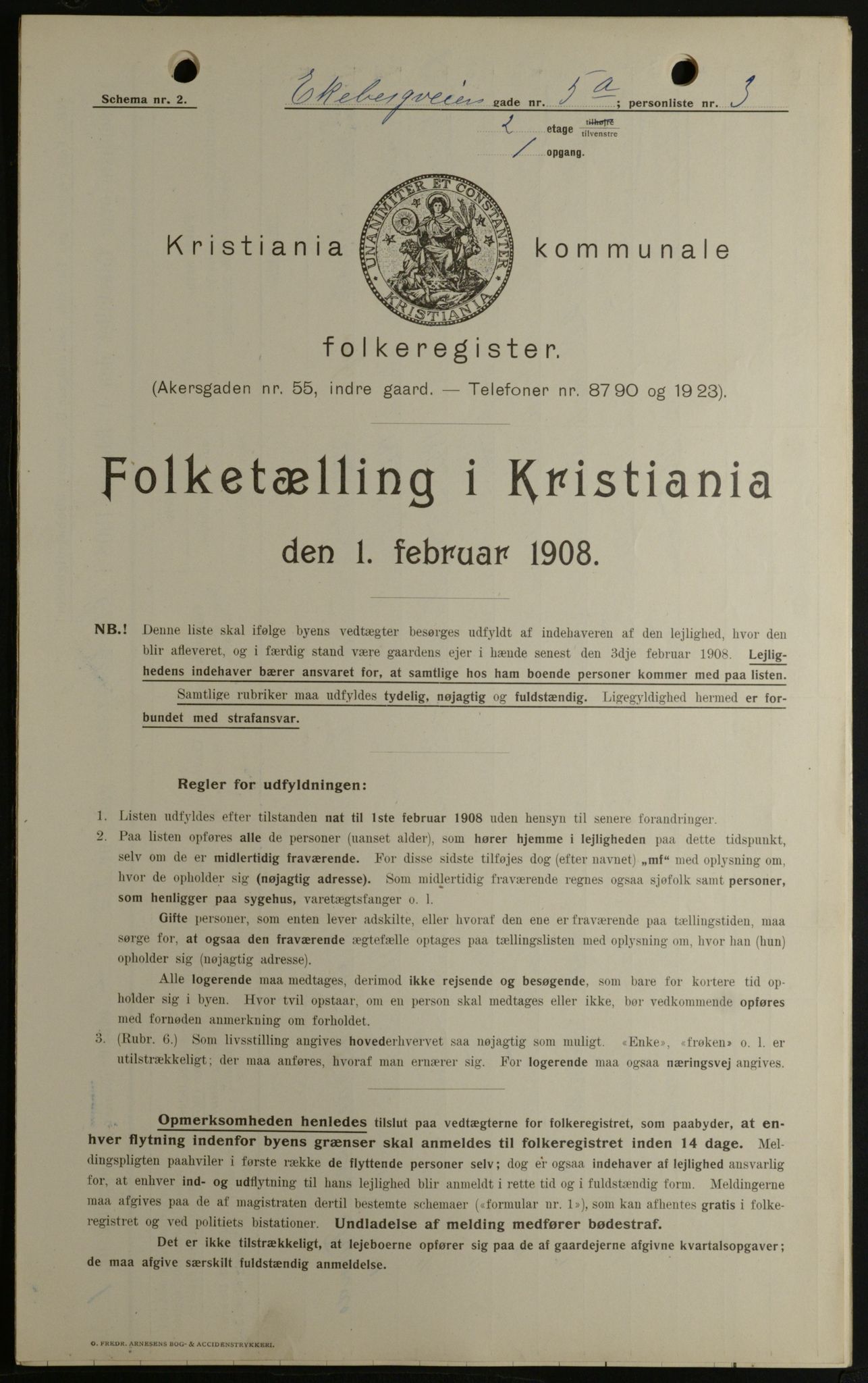 OBA, Municipal Census 1908 for Kristiania, 1908, p. 18466
