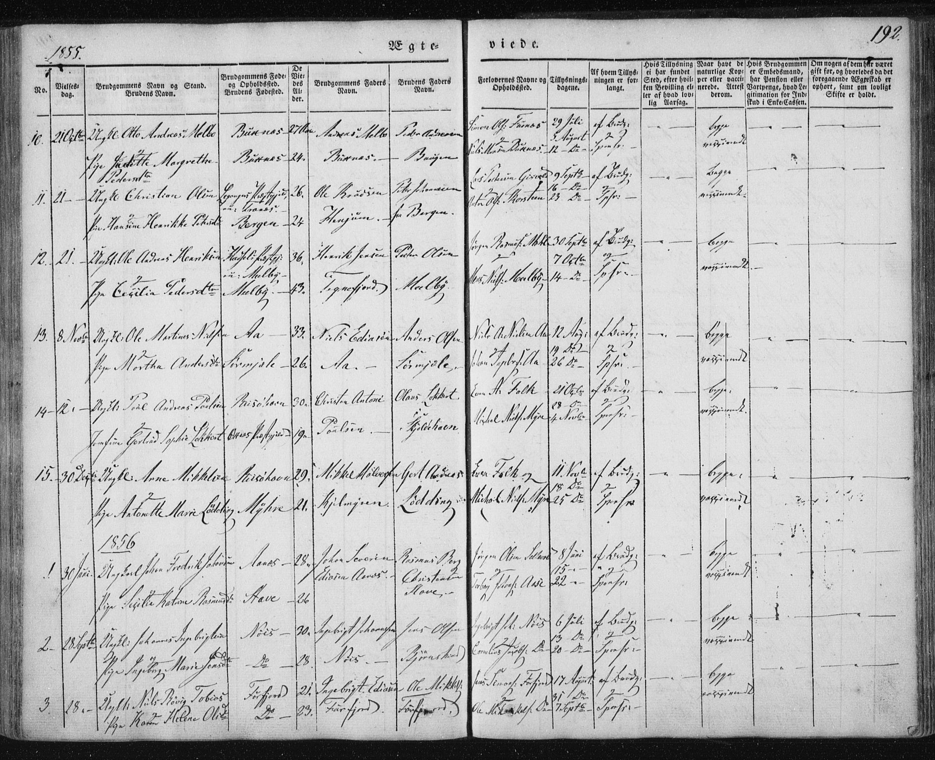 Ministerialprotokoller, klokkerbøker og fødselsregistre - Nordland, SAT/A-1459/897/L1396: Parish register (official) no. 897A04, 1842-1866, p. 192