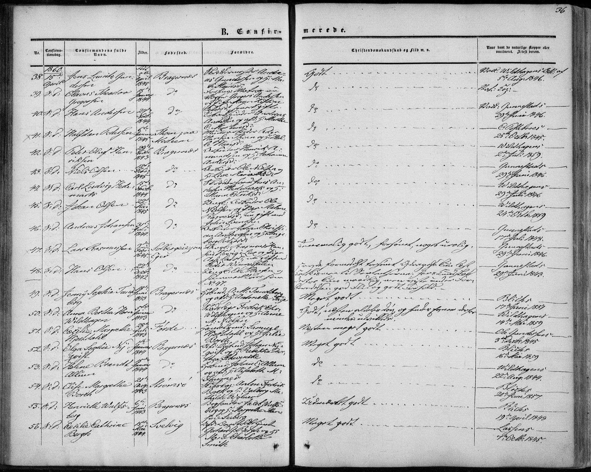 Bragernes kirkebøker, AV/SAKO-A-6/F/Fc/L0002: Parish register (official) no. III 2, 1854-1865, p. 36