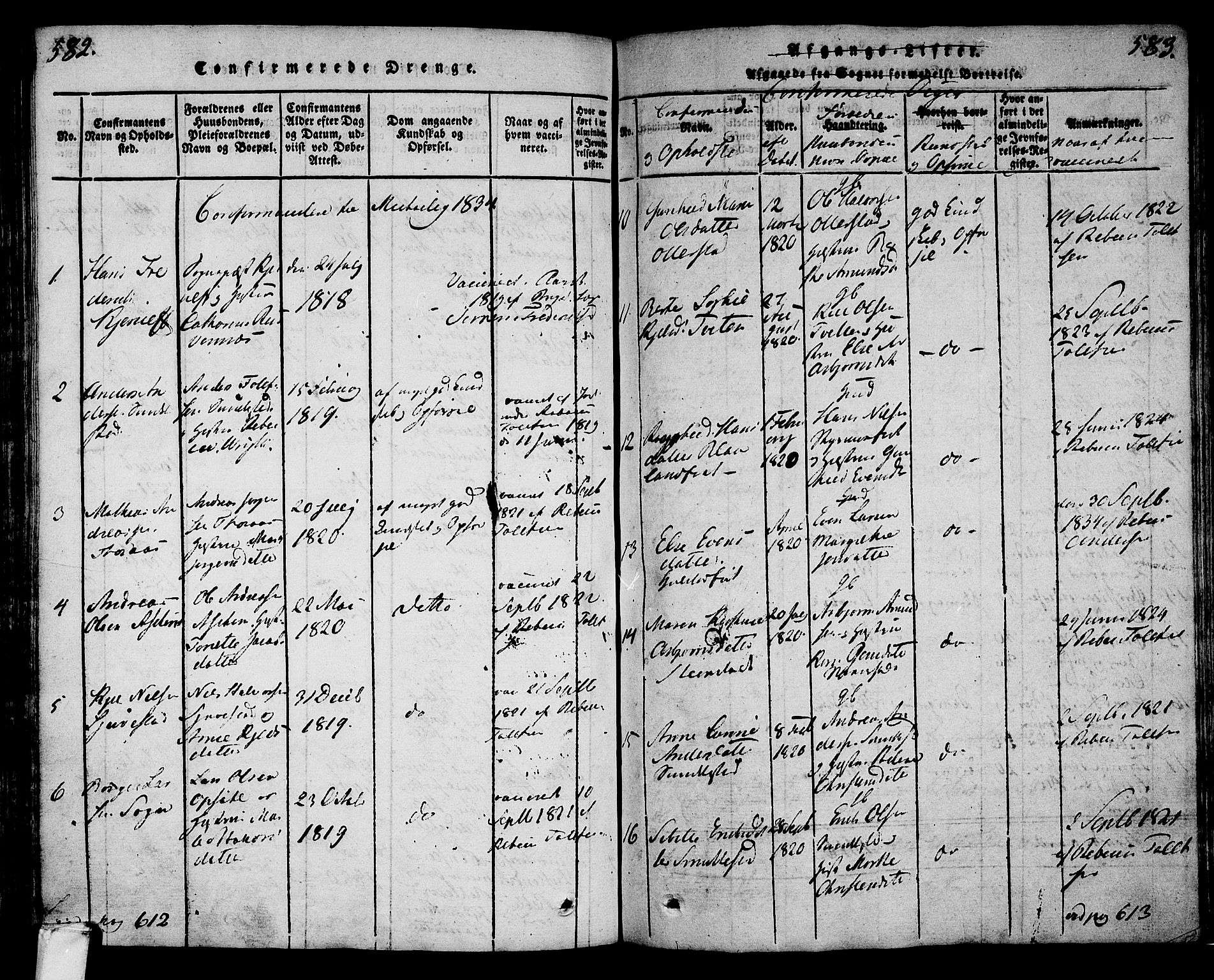 Lardal kirkebøker, SAKO/A-350/F/Fa/L0005: Parish register (official) no. I 5, 1814-1835, p. 582-583