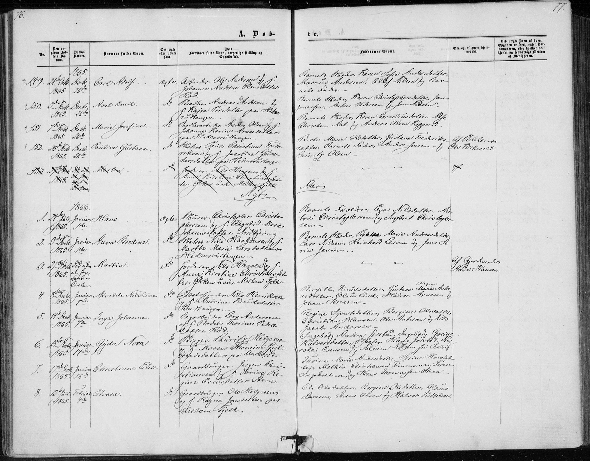 Skoger kirkebøker, AV/SAKO-A-59/F/Fa/L0004: Parish register (official) no. I 4, 1862-1872, p. 76-77