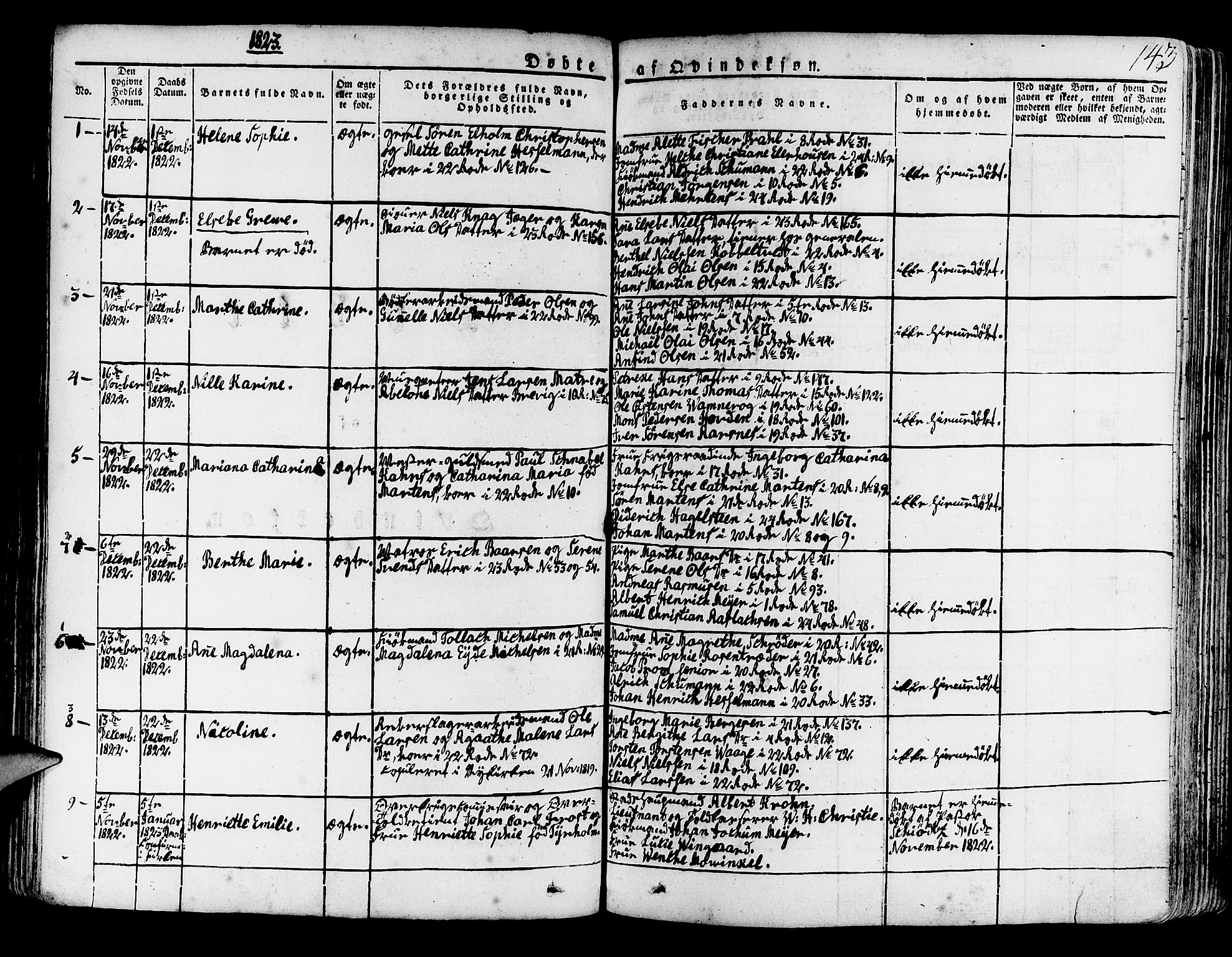 Korskirken sokneprestembete, SAB/A-76101/H/Haa/L0014: Parish register (official) no. A 14, 1823-1835, p. 143