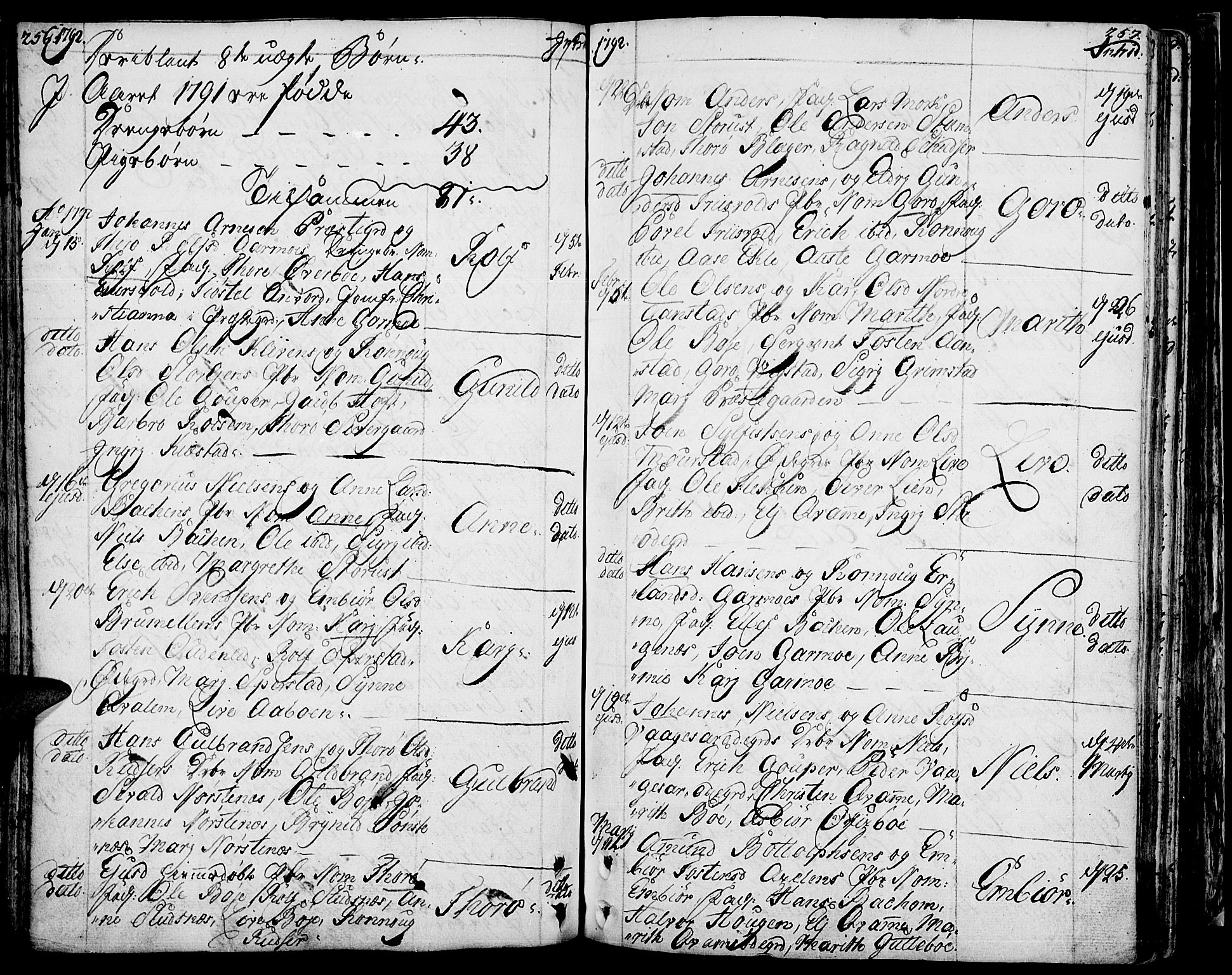 Lom prestekontor, SAH/PREST-070/K/L0002: Parish register (official) no. 2, 1749-1801, p. 256-257