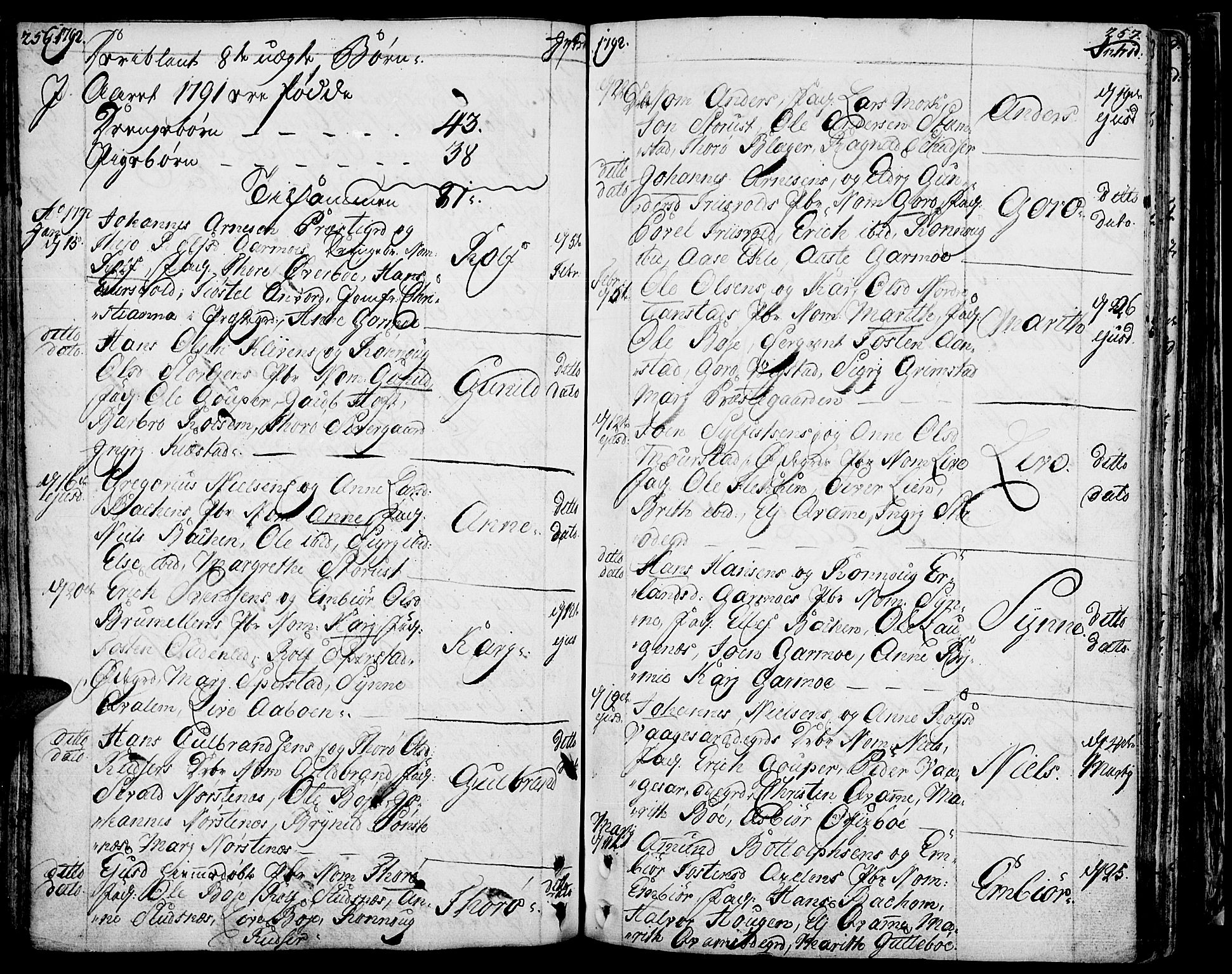 Lom prestekontor, AV/SAH-PREST-070/K/L0002: Parish register (official) no. 2, 1749-1801, p. 256-257