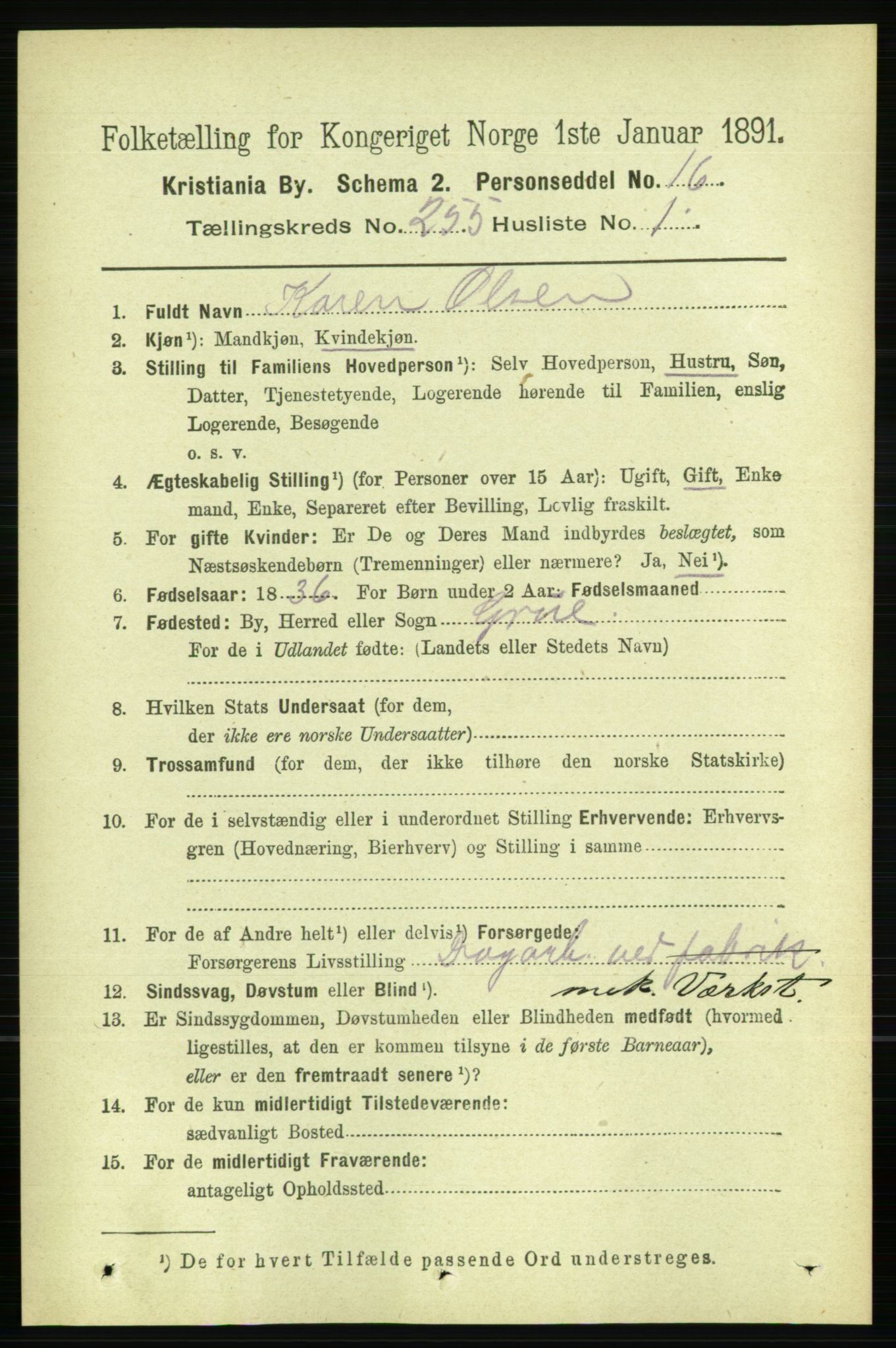 RA, 1891 census for 0301 Kristiania, 1891, p. 155107