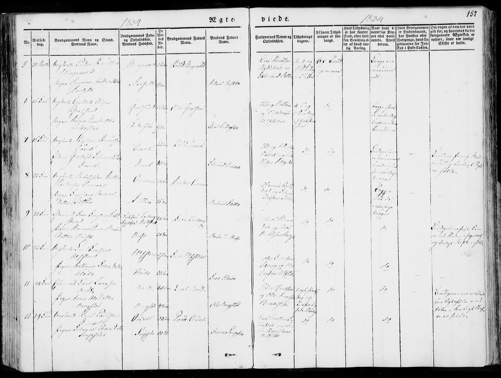 Ministerialprotokoller, klokkerbøker og fødselsregistre - Møre og Romsdal, AV/SAT-A-1454/509/L0104: Parish register (official) no. 509A02, 1833-1847, p. 152