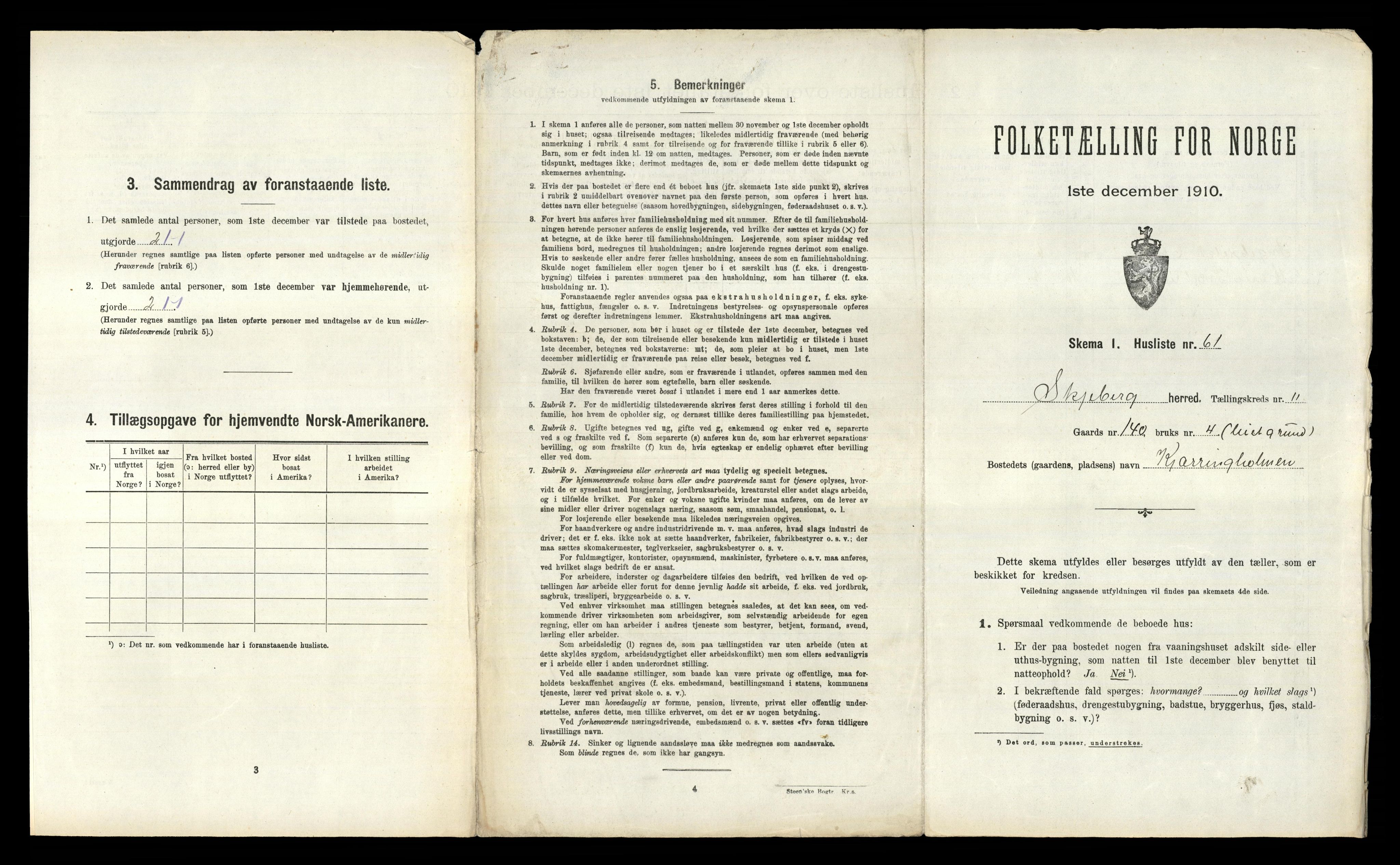 RA, 1910 census for Skjeberg, 1910, p. 1622