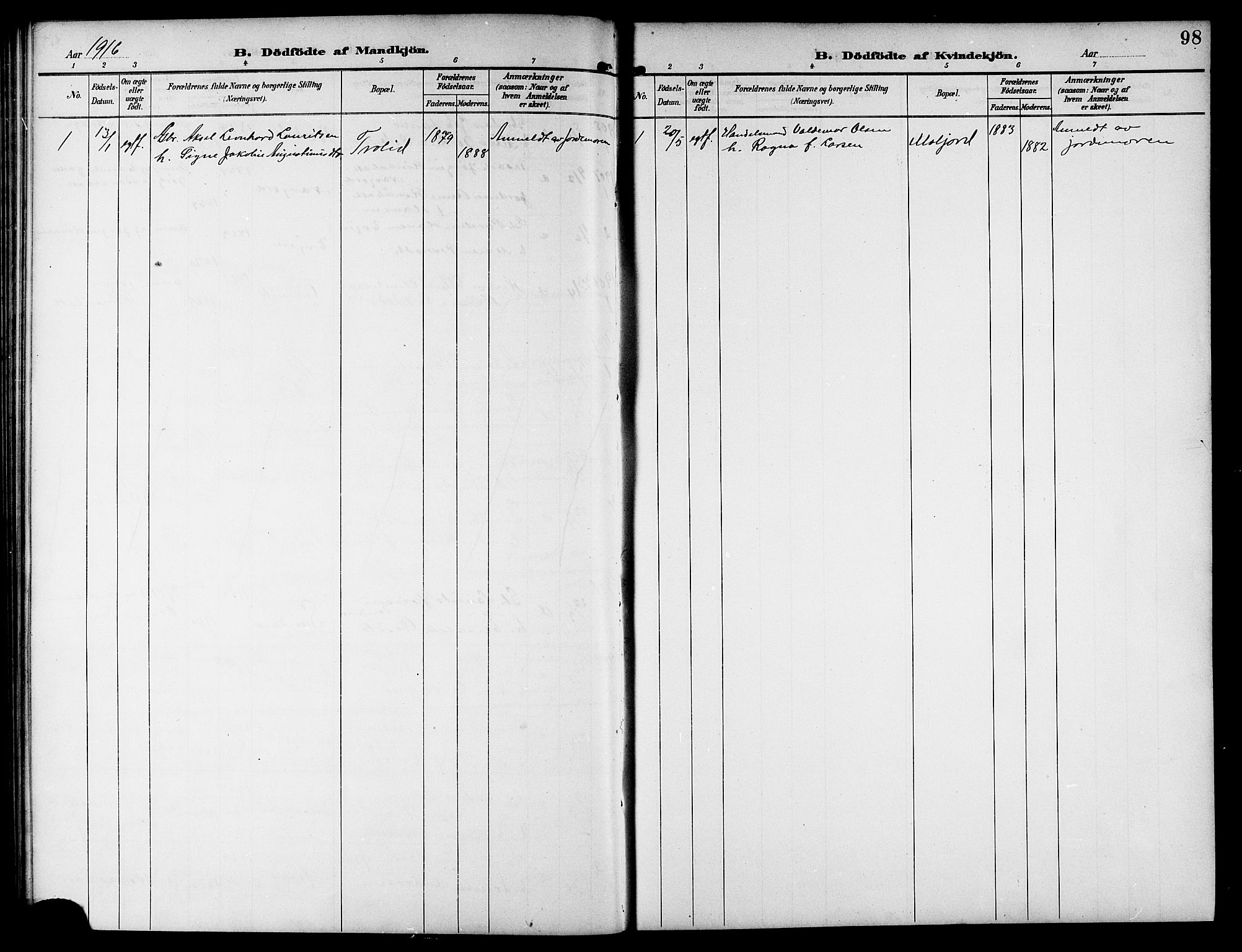 Ministerialprotokoller, klokkerbøker og fødselsregistre - Nordland, AV/SAT-A-1459/846/L0655: Parish register (copy) no. 846C05, 1902-1916, p. 98