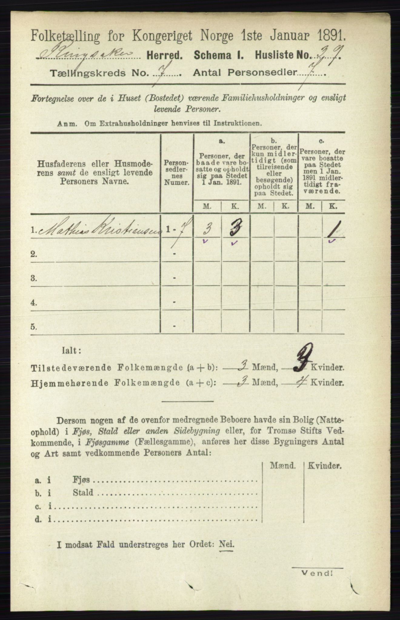 RA, 1891 census for 0412 Ringsaker, 1891, p. 3829