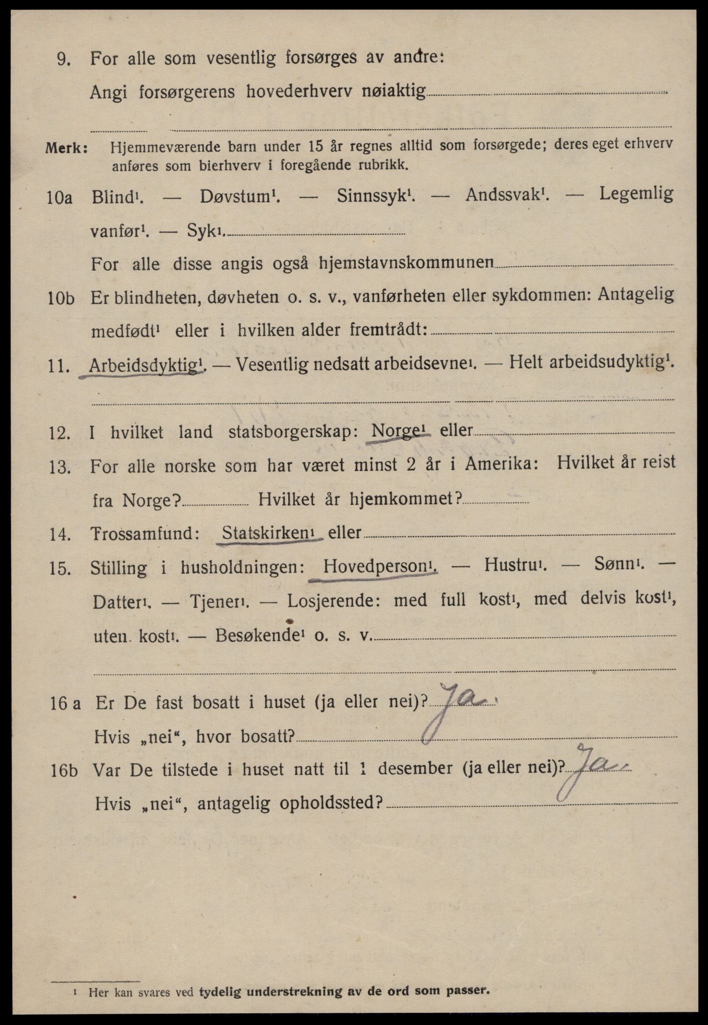 SAT, 1920 census for Sunnylven, 1920, p. 3023