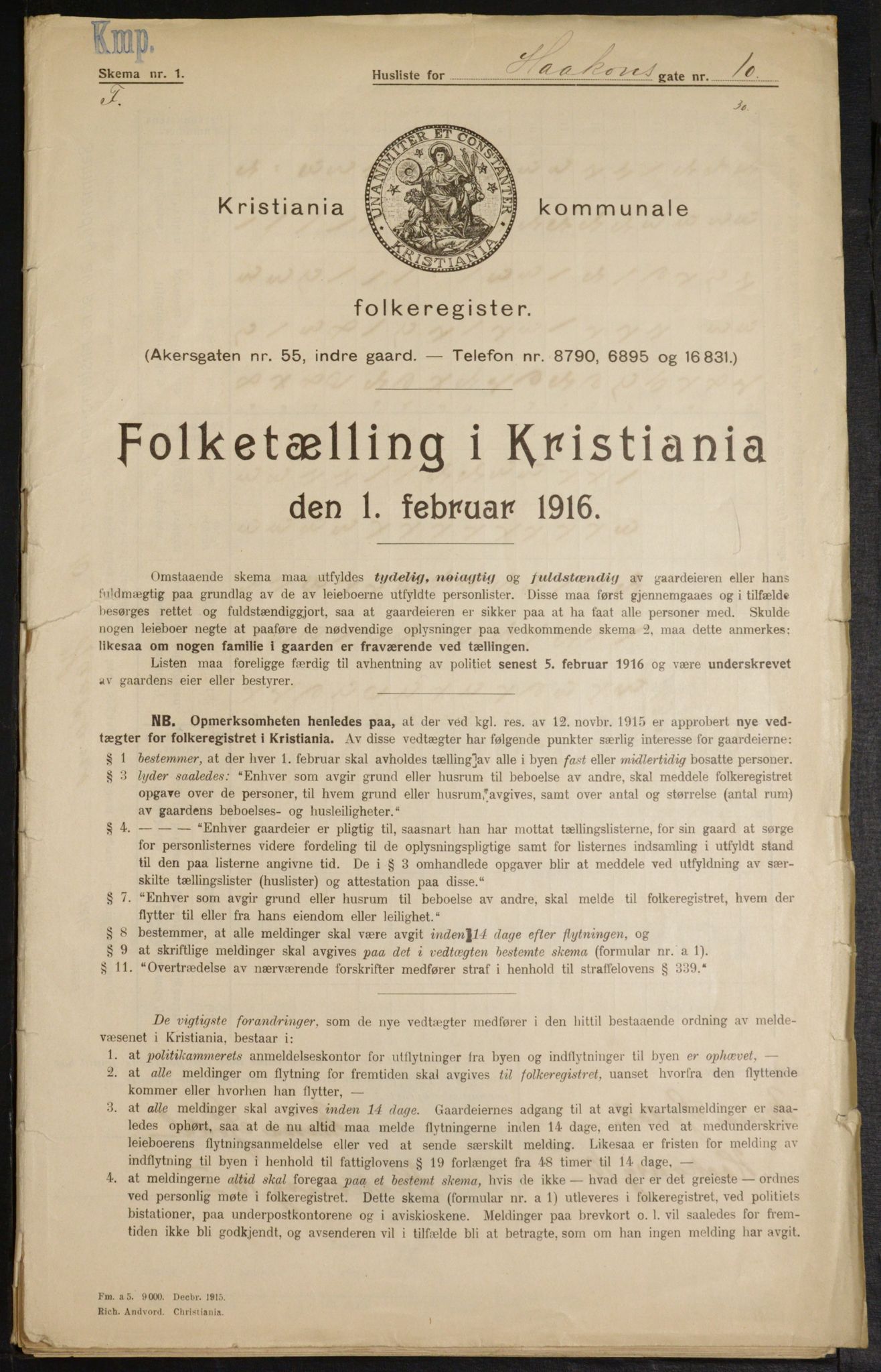 OBA, Municipal Census 1916 for Kristiania, 1916, p. 43380