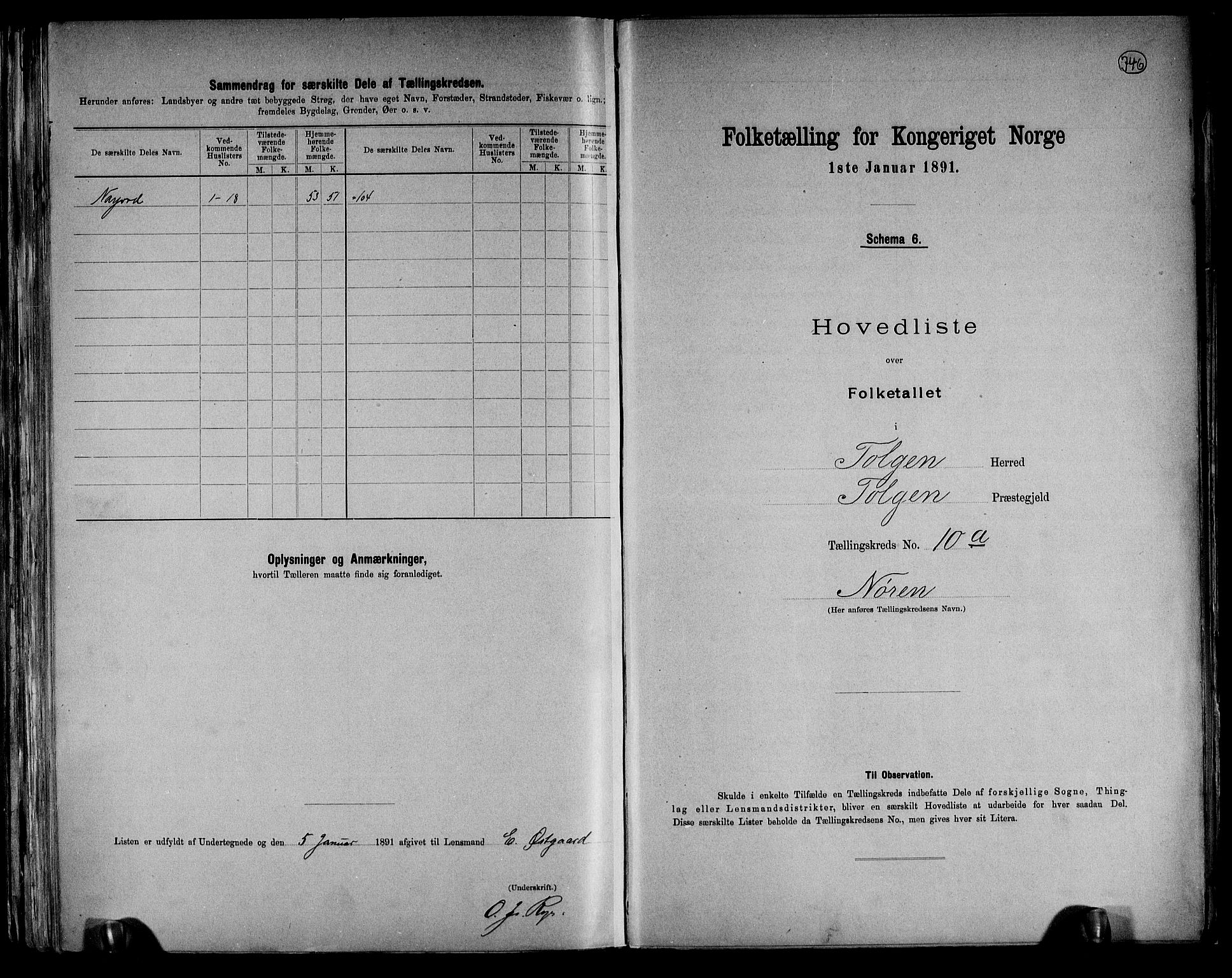 RA, 1891 census for 0436 Tolga, 1891, p. 32