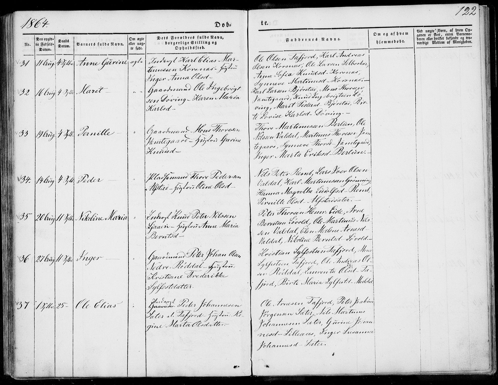 Ministerialprotokoller, klokkerbøker og fødselsregistre - Møre og Romsdal, AV/SAT-A-1454/519/L0249: Parish register (official) no. 519A08, 1846-1868, p. 122