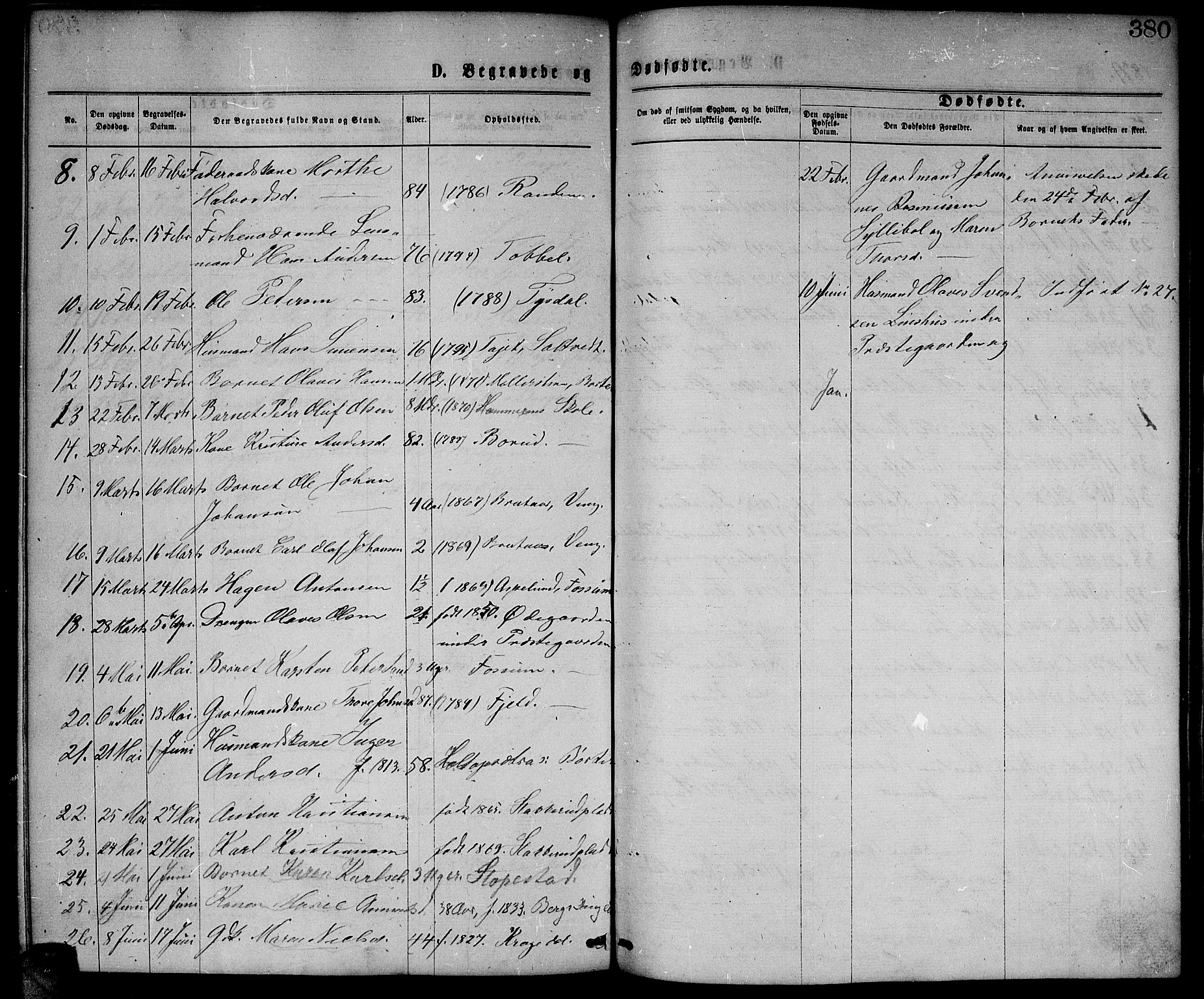 Enebakk prestekontor Kirkebøker, SAO/A-10171c/G/Ga/L0005: Parish register (copy) no. I 5, 1867-1888, p. 380