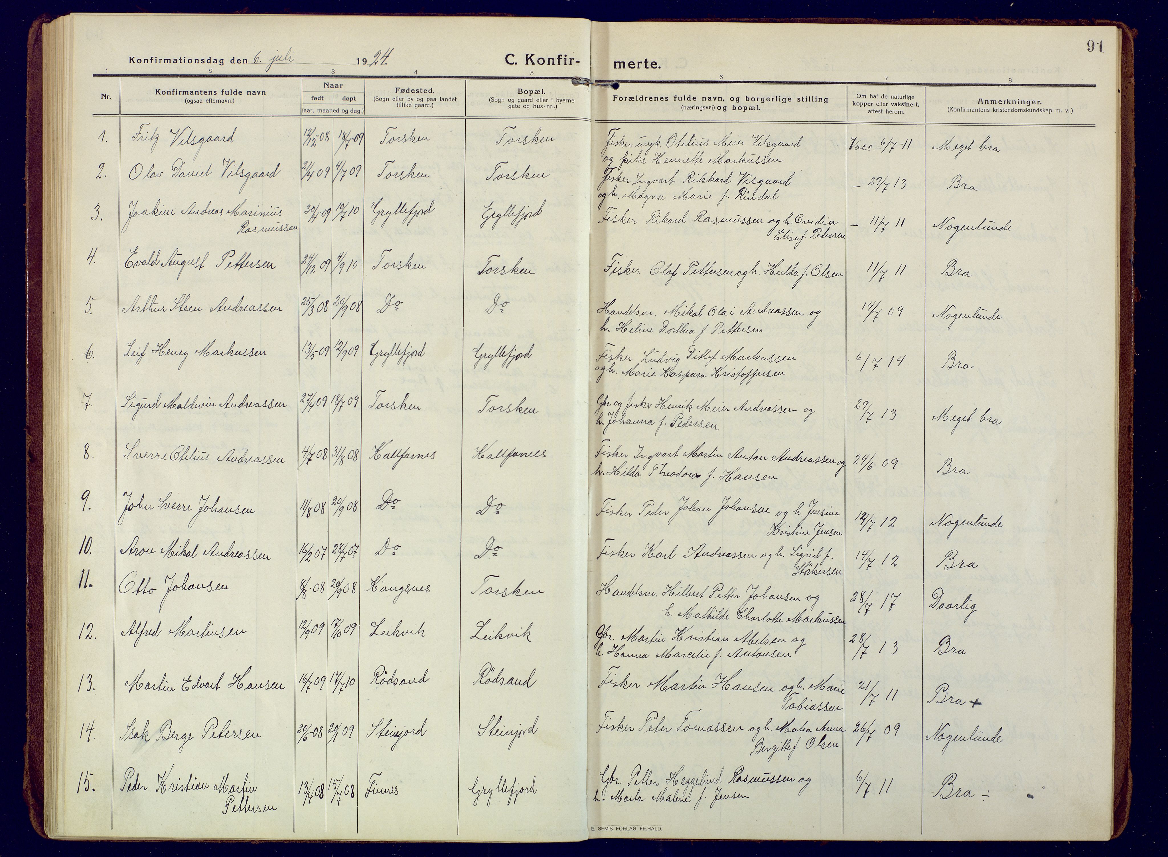 Berg sokneprestkontor, SATØ/S-1318/G/Ga/Gaa: Parish register (official) no. 10, 1916-1928, p. 91