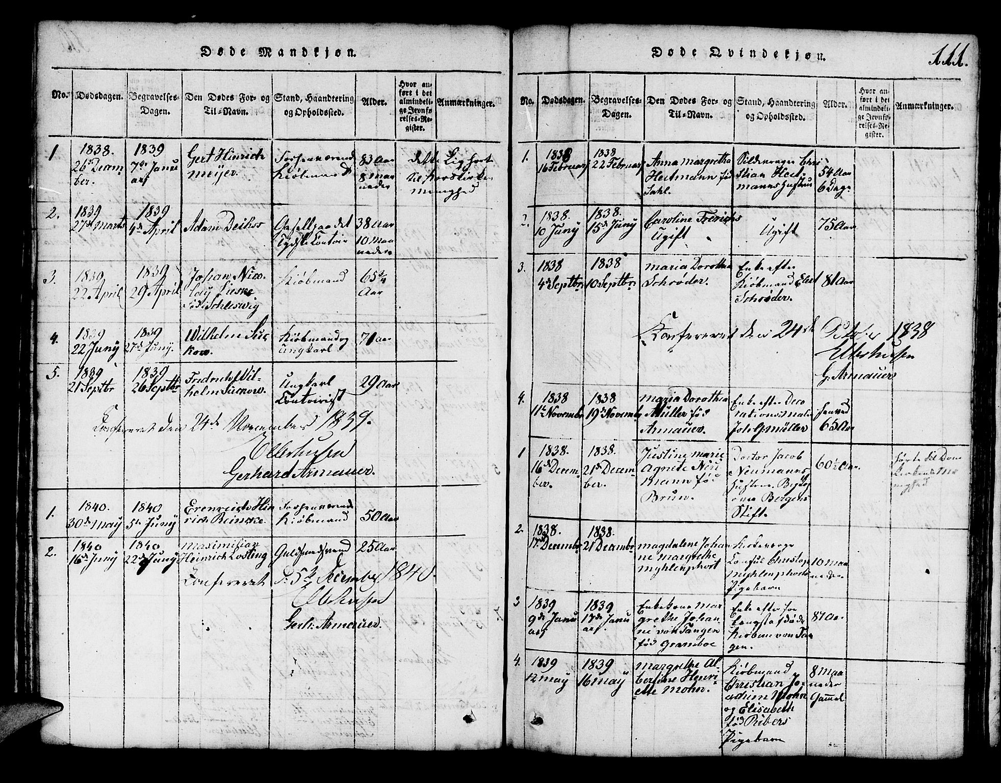 Mariakirken Sokneprestembete, SAB/A-76901/H/Hab/L0001: Parish register (copy) no. A 1, 1815-1846, p. 111