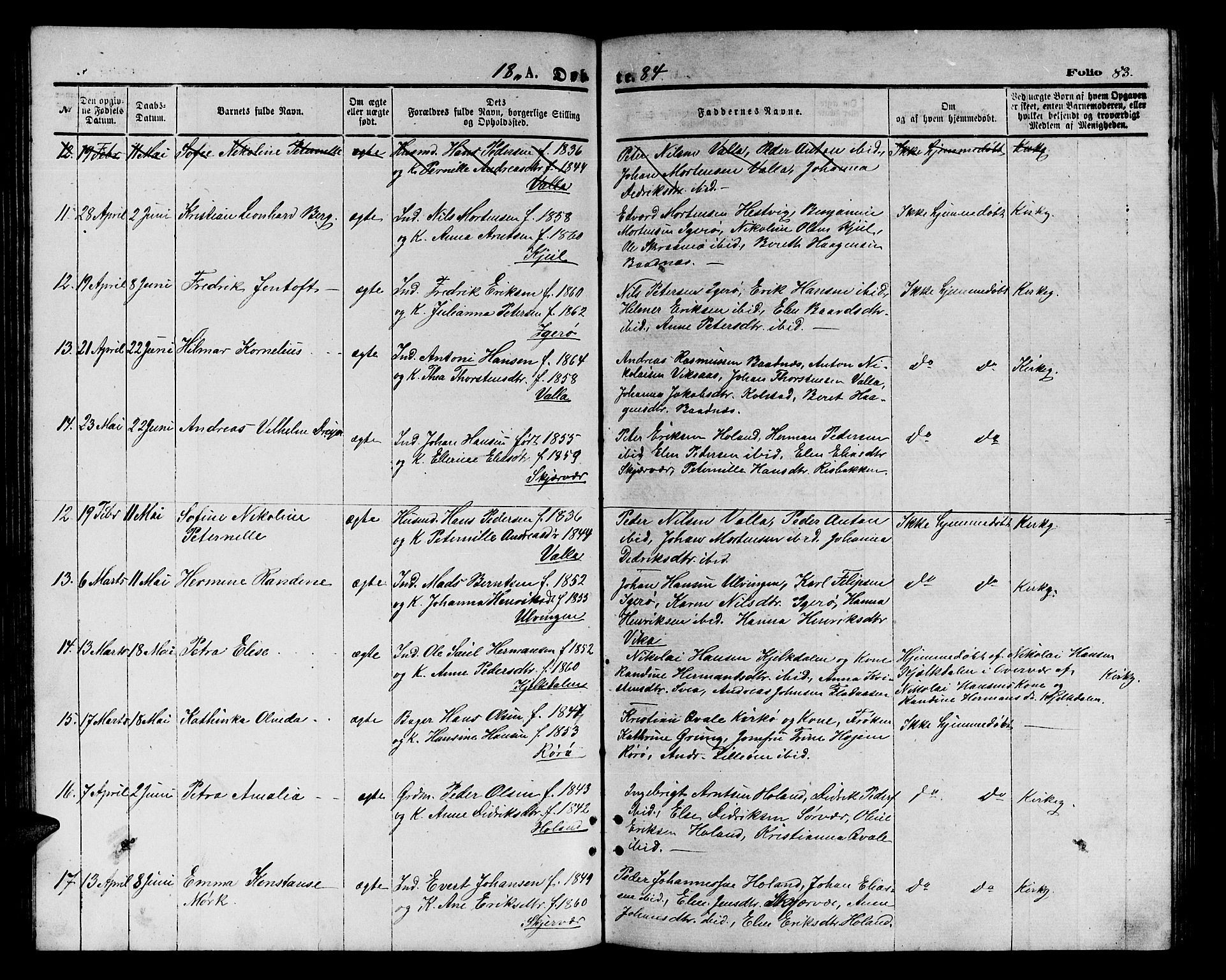 Ministerialprotokoller, klokkerbøker og fødselsregistre - Nordland, AV/SAT-A-1459/816/L0252: Parish register (copy) no. 816C02, 1871-1885, p. 83