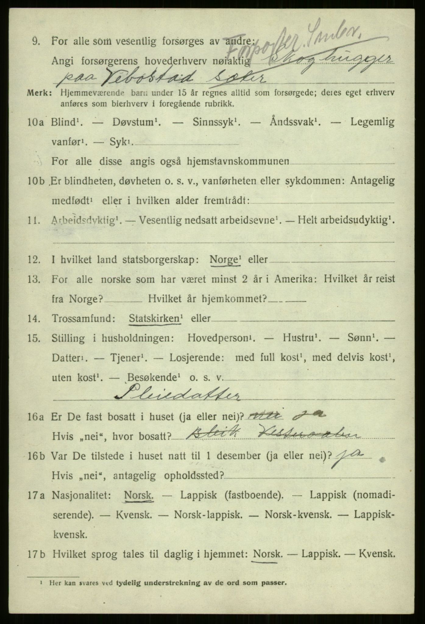 SATØ, 1920 census for Kvæfjord, 1920, p. 3130