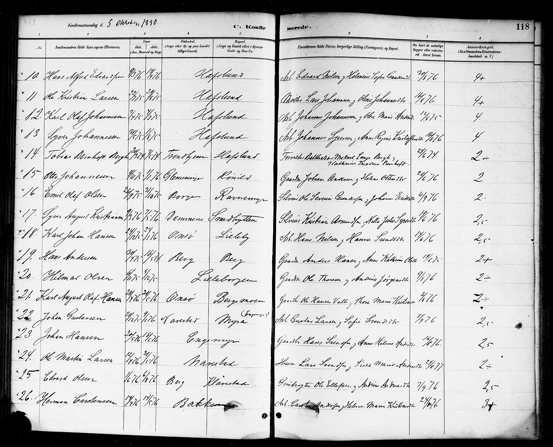 Skjeberg prestekontor Kirkebøker, AV/SAO-A-10923/F/Fa/L0009: Parish register (official) no. I 9, 1886-1897, p. 118