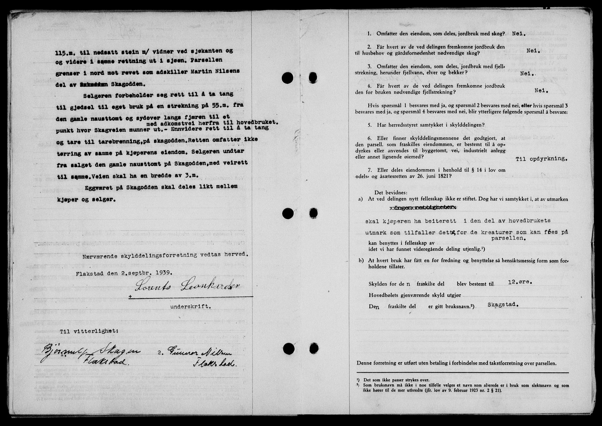 Lofoten sorenskriveri, SAT/A-0017/1/2/2C/L0006a: Mortgage book no. 6a, 1939-1939, Diary no: : 2107/1939