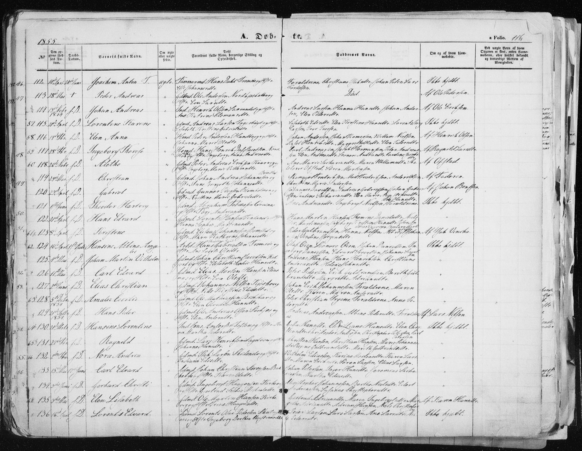 Tromsø sokneprestkontor/stiftsprosti/domprosti, SATØ/S-1343/G/Ga/L0010kirke: Parish register (official) no. 10, 1848-1855, p. 116