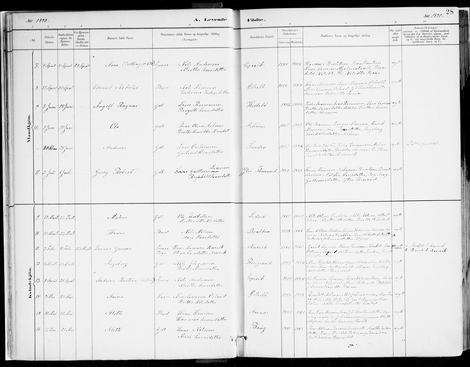 Lavik sokneprestembete, AV/SAB-A-80901: Parish register (official) no. B 1, 1882-1908, p. 28