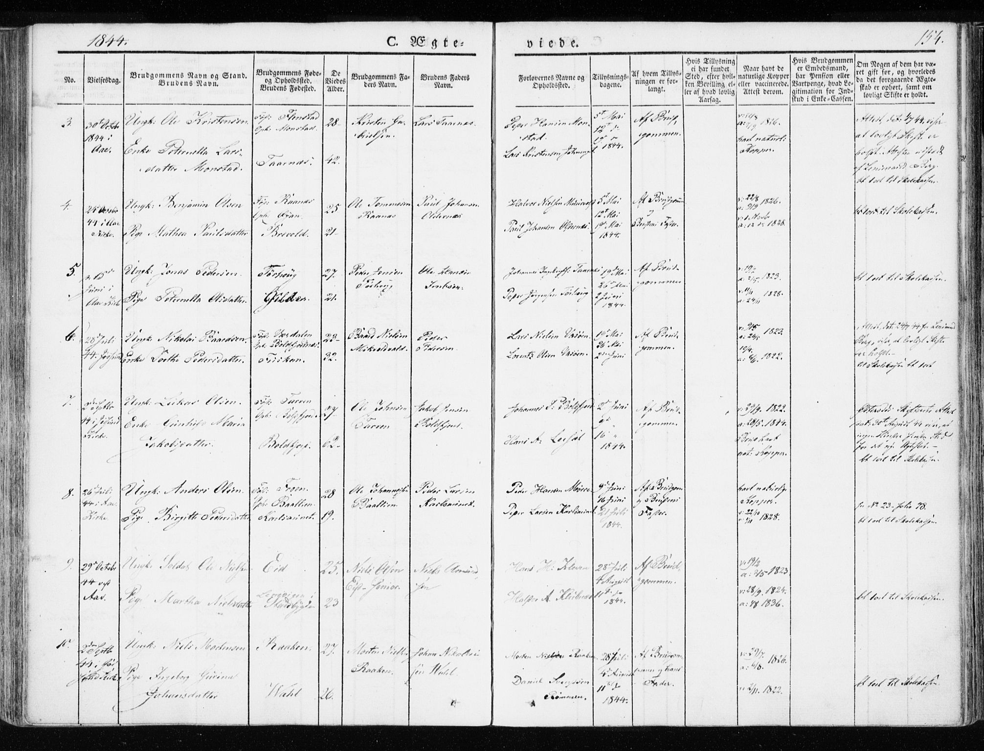 Ministerialprotokoller, klokkerbøker og fødselsregistre - Sør-Trøndelag, AV/SAT-A-1456/655/L0676: Parish register (official) no. 655A05, 1830-1847, p. 154