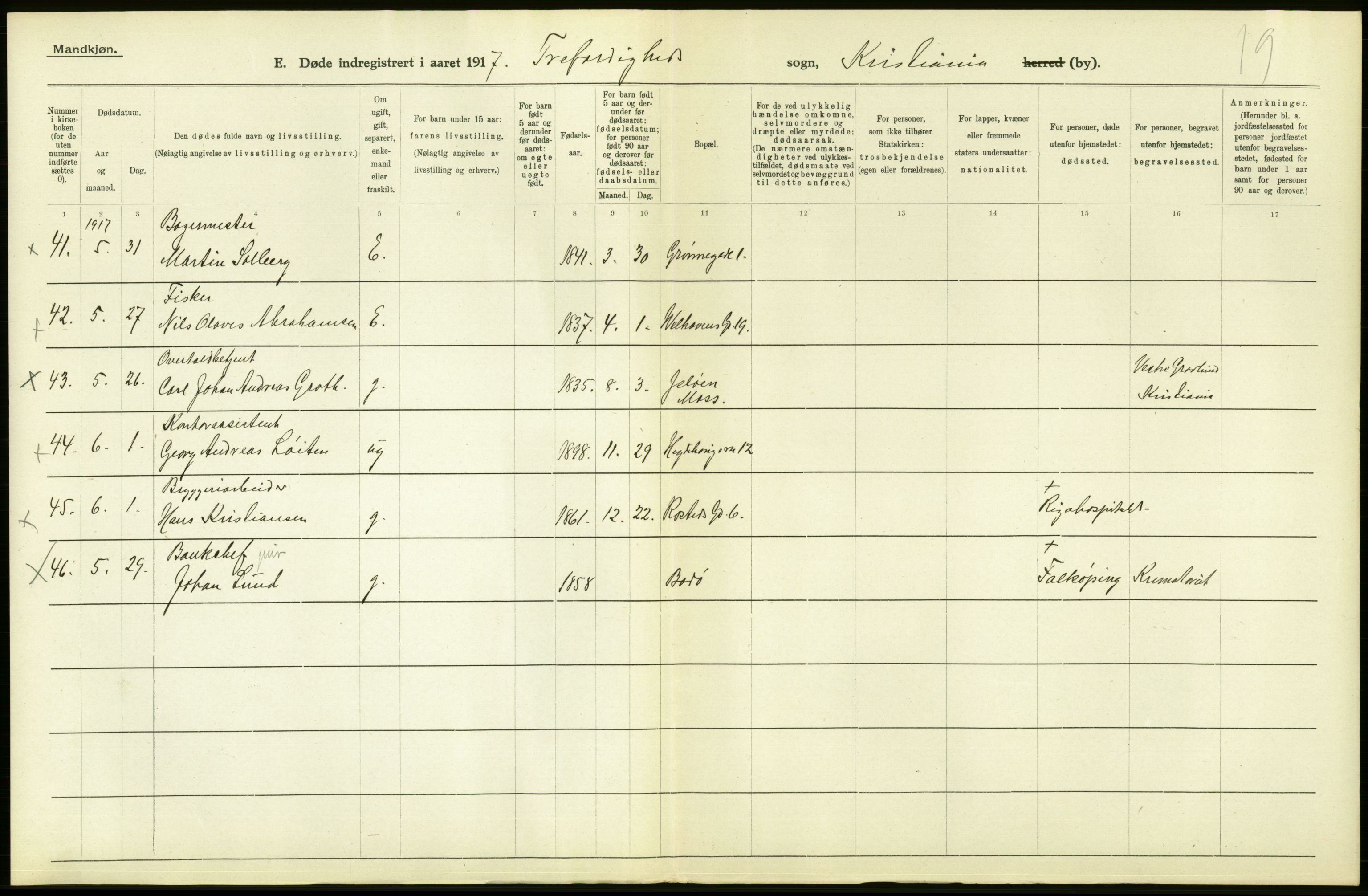 Statistisk sentralbyrå, Sosiodemografiske emner, Befolkning, AV/RA-S-2228/D/Df/Dfb/Dfbg/L0010: Kristiania: Døde, 1917, p. 666