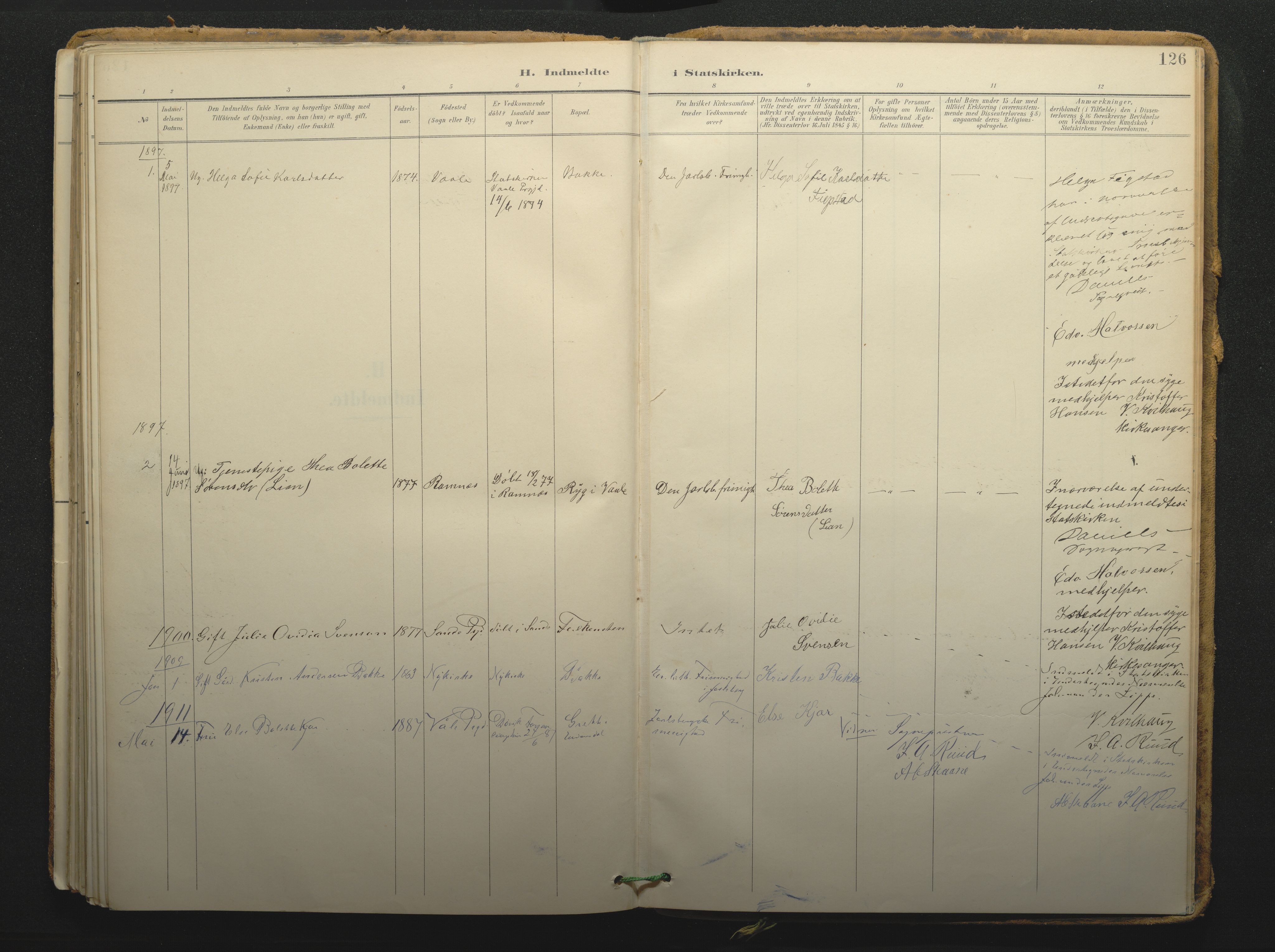 Borre kirkebøker, SAKO/A-338/F/Fc/L0003: Parish register (official) no. III 3, 1896-1919, p. 126