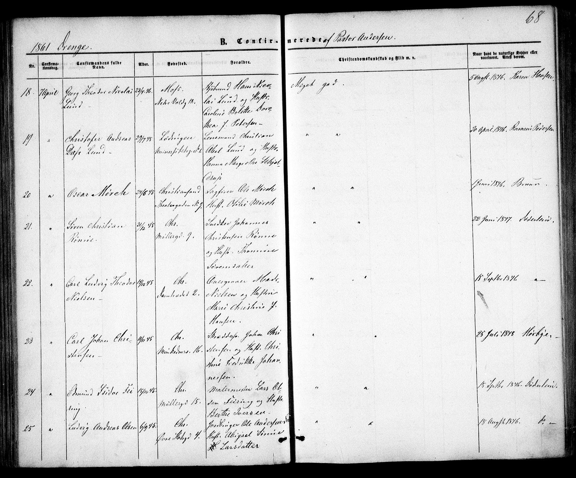 Trefoldighet prestekontor Kirkebøker, AV/SAO-A-10882/F/Fb/L0001: Parish register (official) no. II 1, 1858-1871, p. 68