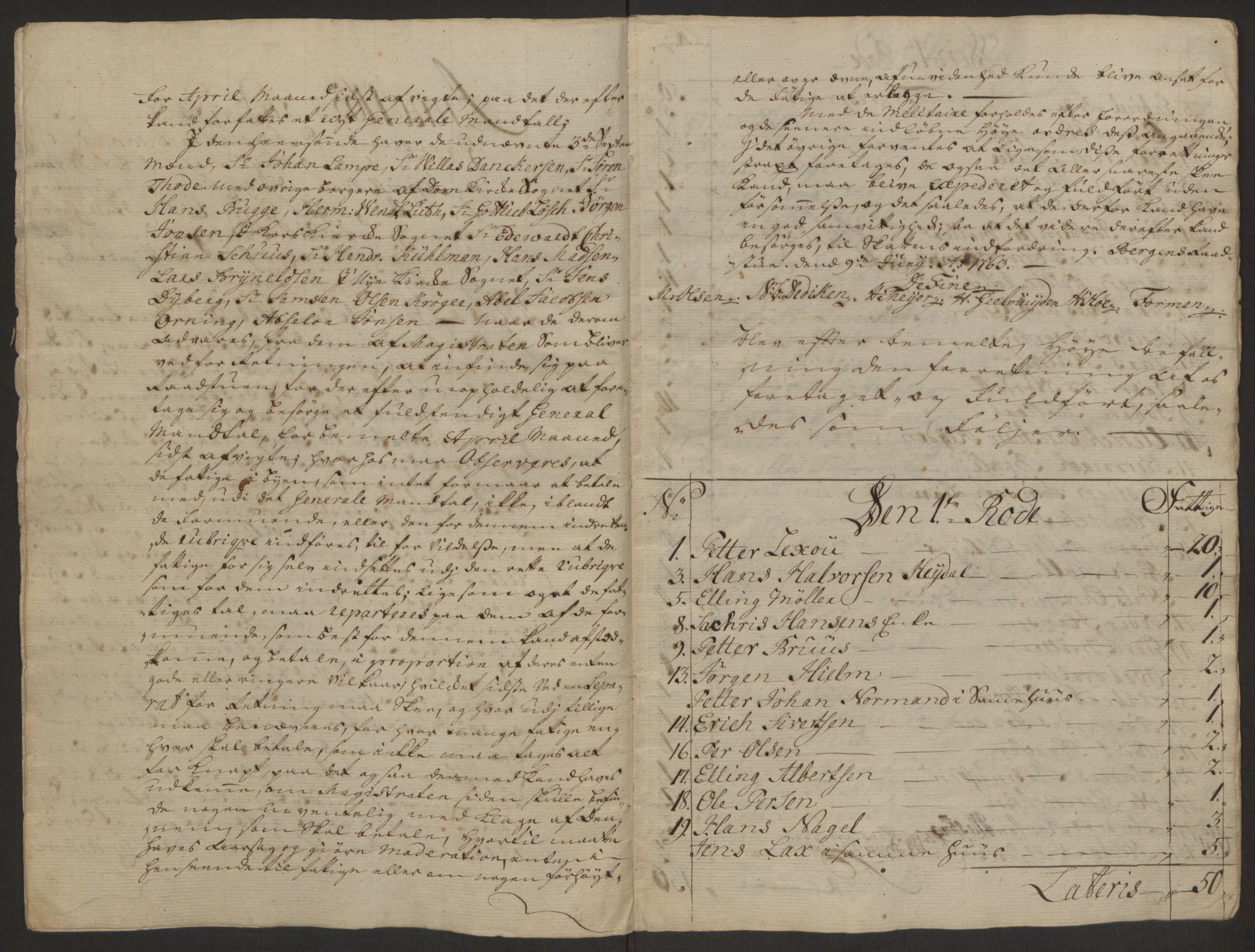 Rentekammeret inntil 1814, Reviderte regnskaper, Byregnskaper, RA/EA-4066/R/Rp/L0366/0001: [P20] Kontribusjonsregnskap / Ekstraskatt, 1763, p. 199