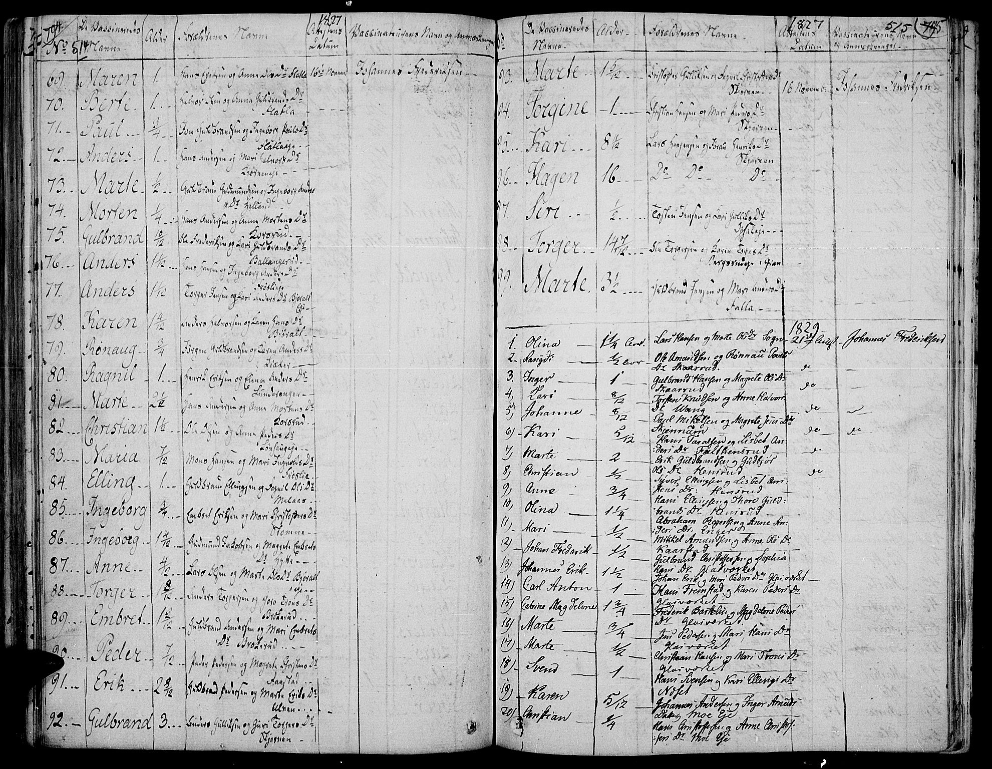 Jevnaker prestekontor, SAH/PREST-116/H/Ha/Haa/L0004: Parish register (official) no. 4, 1800-1861, p. 514-515
