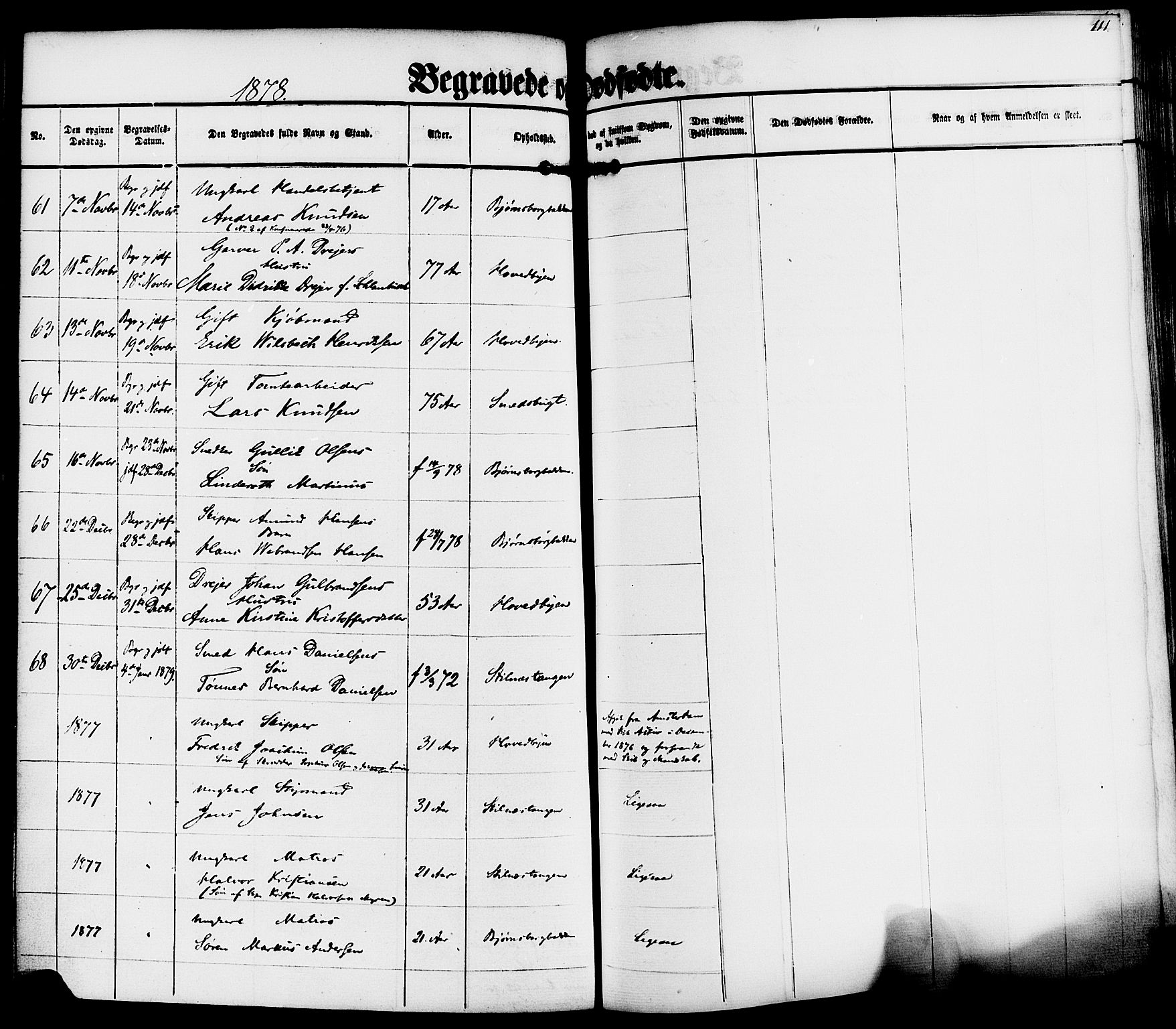 Kragerø kirkebøker, AV/SAKO-A-278/F/Fa/L0010: Parish register (official) no. 10, 1861-1885, p. 111