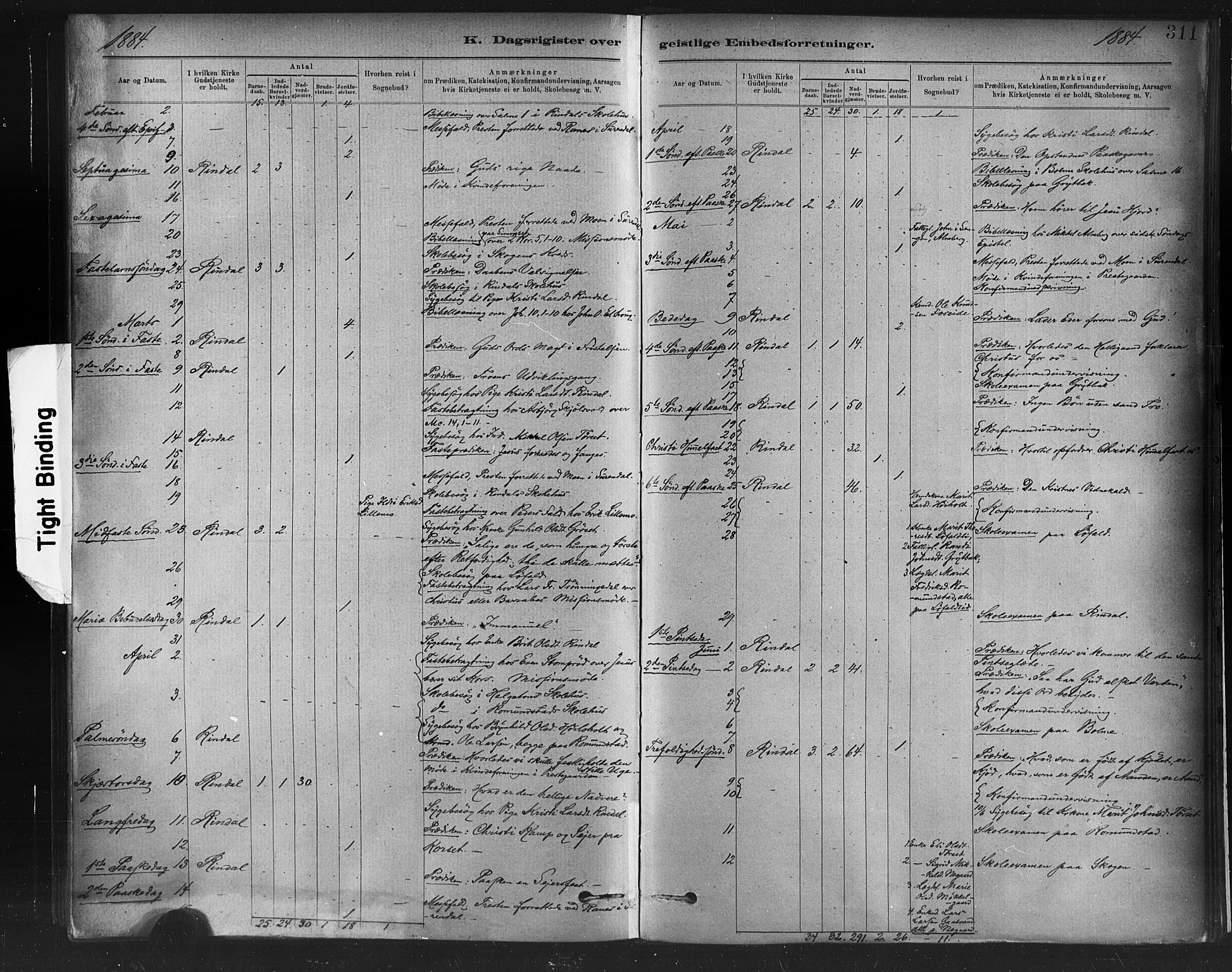 Ministerialprotokoller, klokkerbøker og fødselsregistre - Møre og Romsdal, AV/SAT-A-1454/598/L1069: Parish register (official) no. 598A03, 1882-1895, p. 311