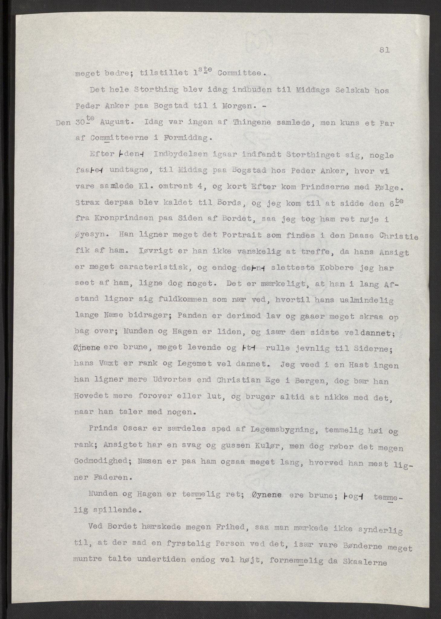 Manuskriptsamlingen, AV/RA-EA-3667/F/L0197: Wetlesen, Hans Jørgen (stortingsmann, ingeniørkaptein); Referat fra Stortinget 1815-1816, 1815-1816, p. 81