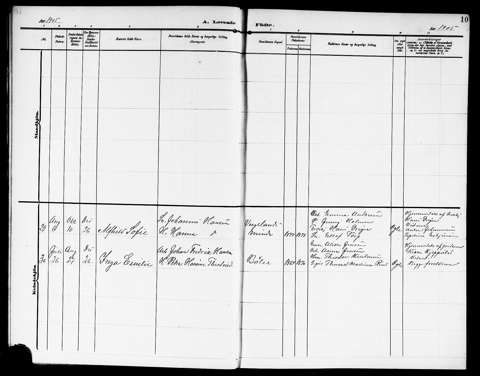 Kråkstad prestekontor Kirkebøker, SAO/A-10125a/G/Gb/L0001: Parish register (copy) no. II 1, 1905-1920, p. 10