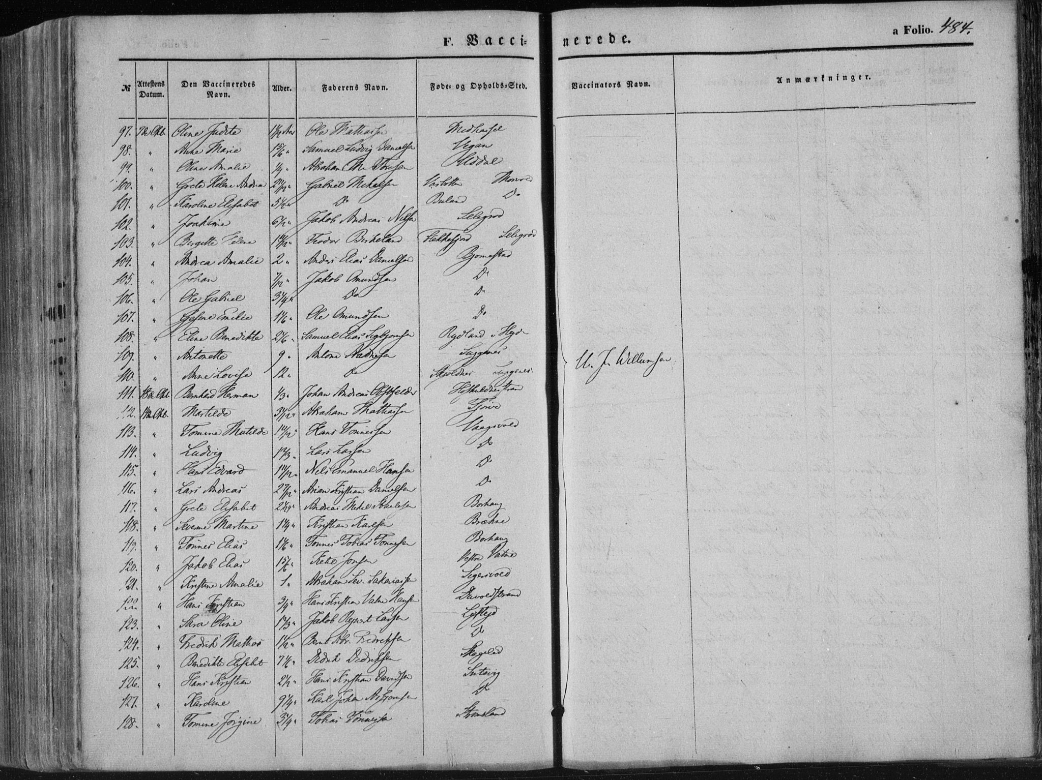 Lista sokneprestkontor, AV/SAK-1111-0027/F/Fa/L0011: Parish register (official) no. A 11, 1861-1878, p. 484