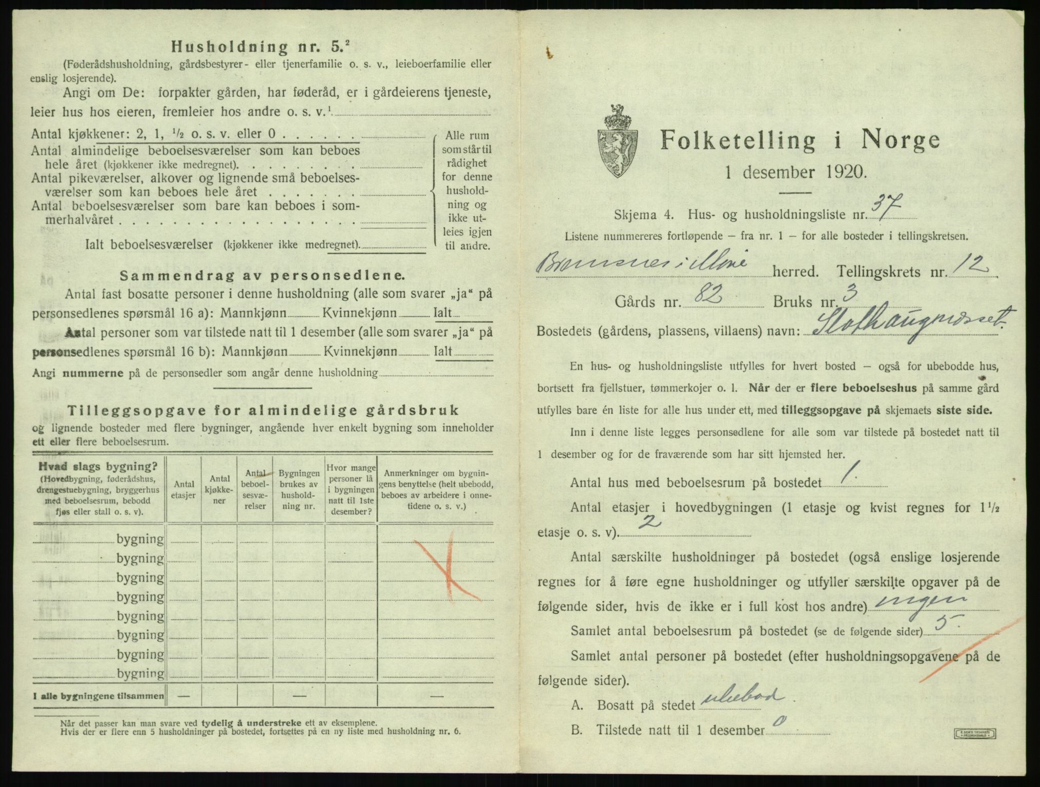 SAT, 1920 census for Bremsnes, 1920, p. 1407