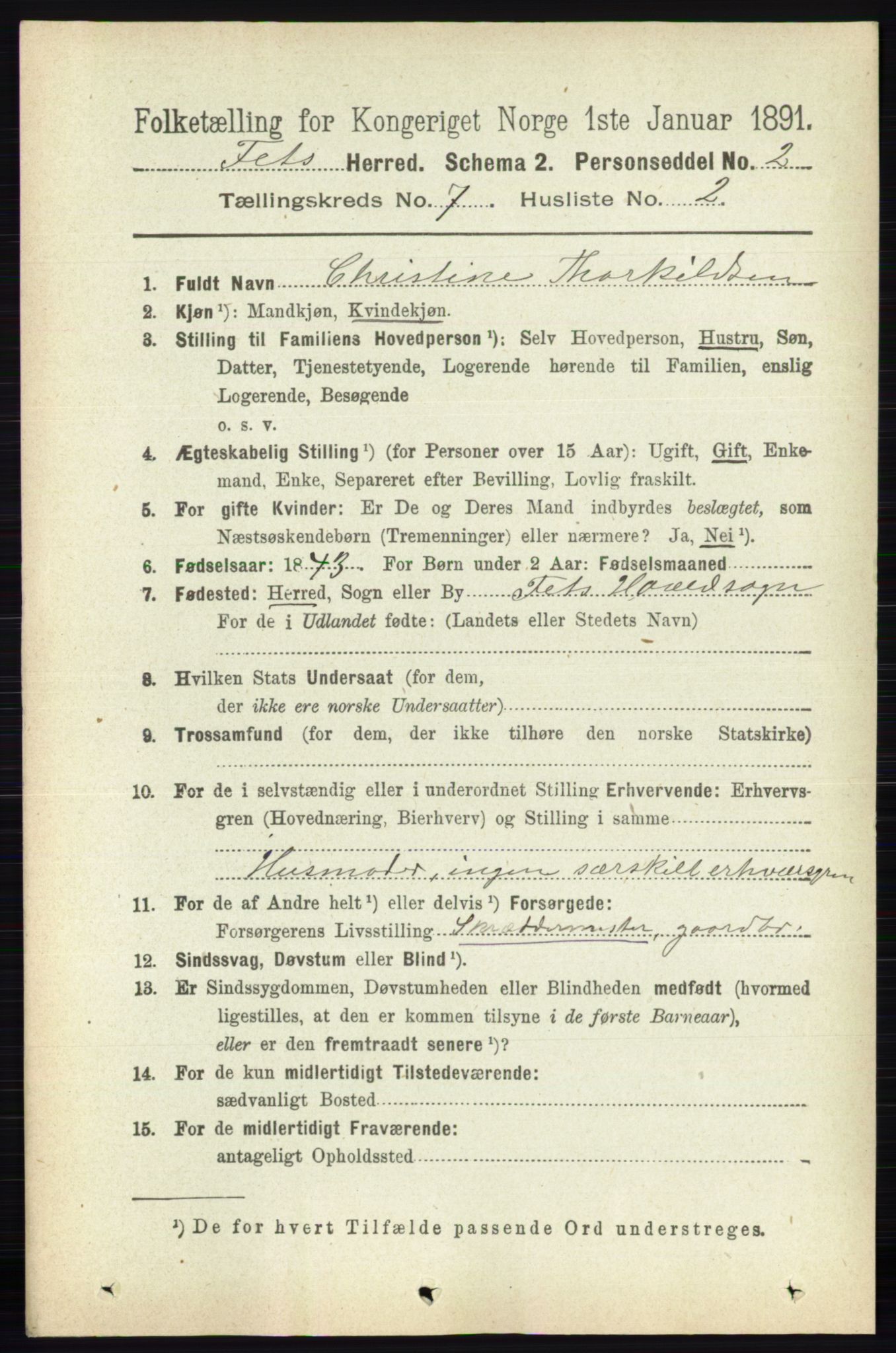 RA, 1891 census for 0227 Fet, 1891, p. 2452