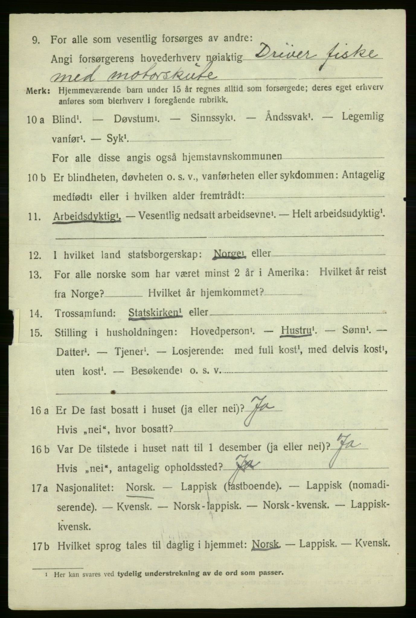 SATØ, 1920 census for Talvik, 1920, p. 2579