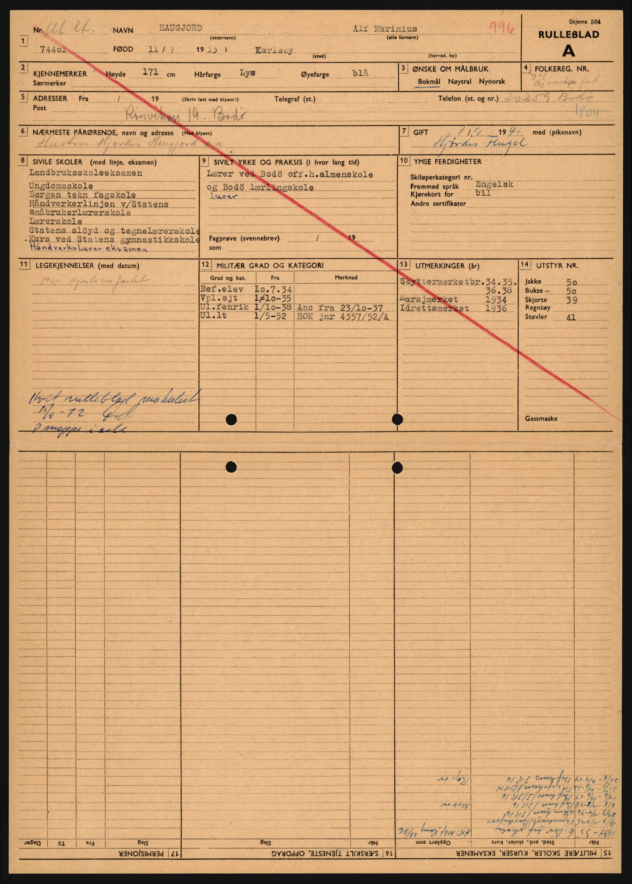 Forsvaret, Sør-Hålogaland landforsvar, AV/RA-RAFA-2552/P/Pa/L0302: Personellmapper for slettet personell, yrkesbefal og vernepliktig befal, født 1913-1916, 1932-1976, p. 75