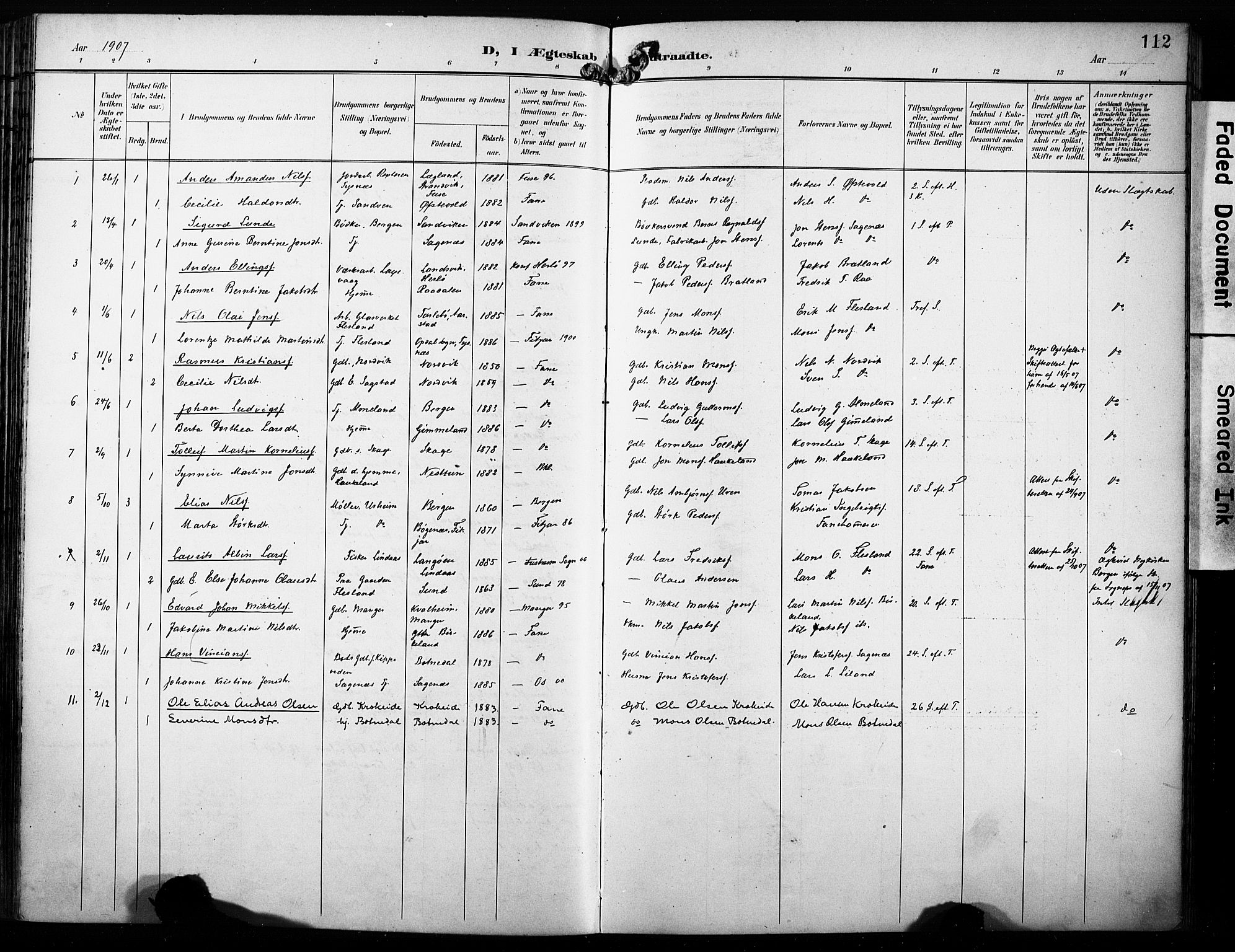 Fana Sokneprestembete, SAB/A-75101/H/Haa/Haab/L0003: Parish register (official) no. B 3, 1898-1907, p. 112