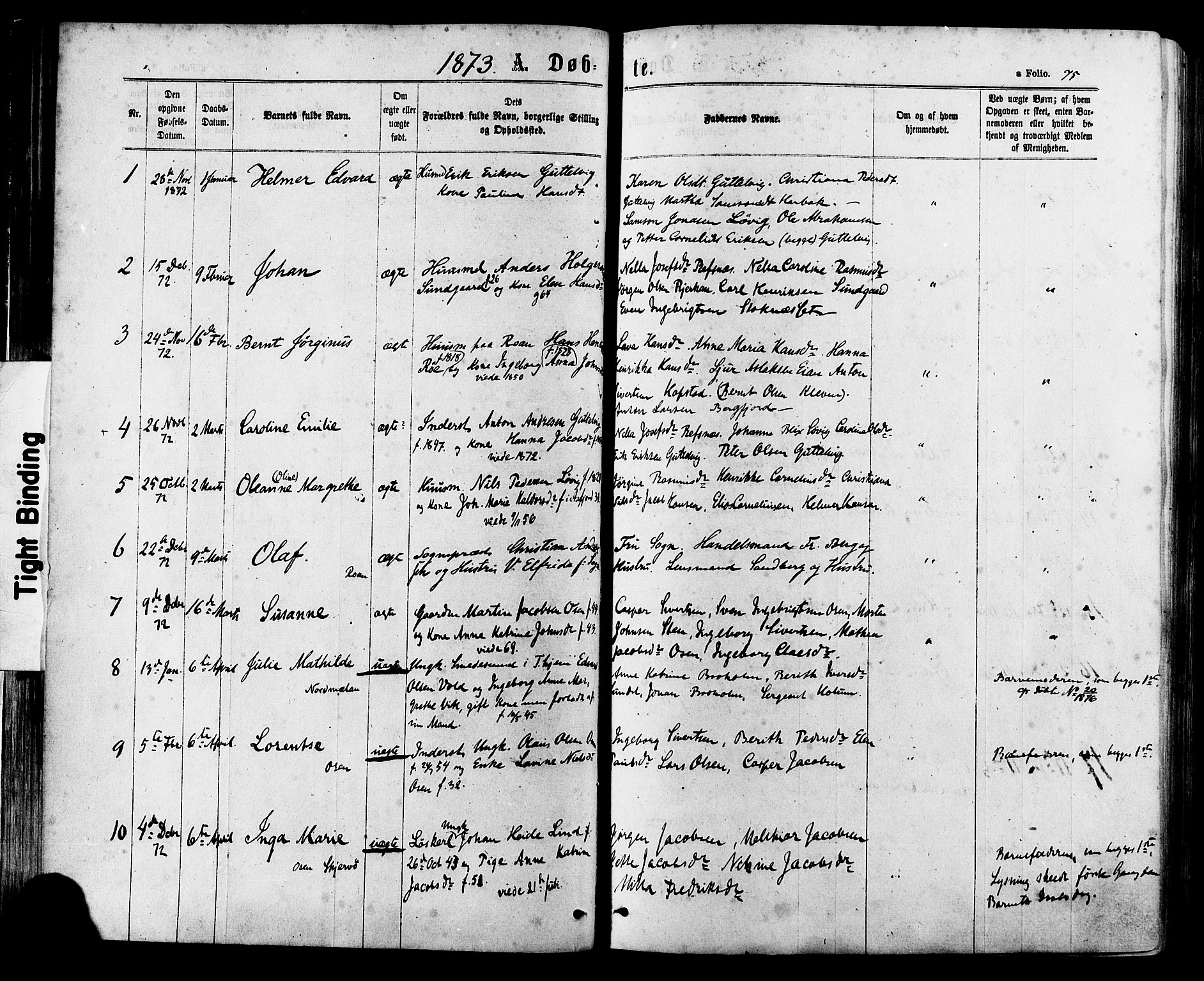 Ministerialprotokoller, klokkerbøker og fødselsregistre - Sør-Trøndelag, SAT/A-1456/657/L0706: Parish register (official) no. 657A07, 1867-1878, p. 75
