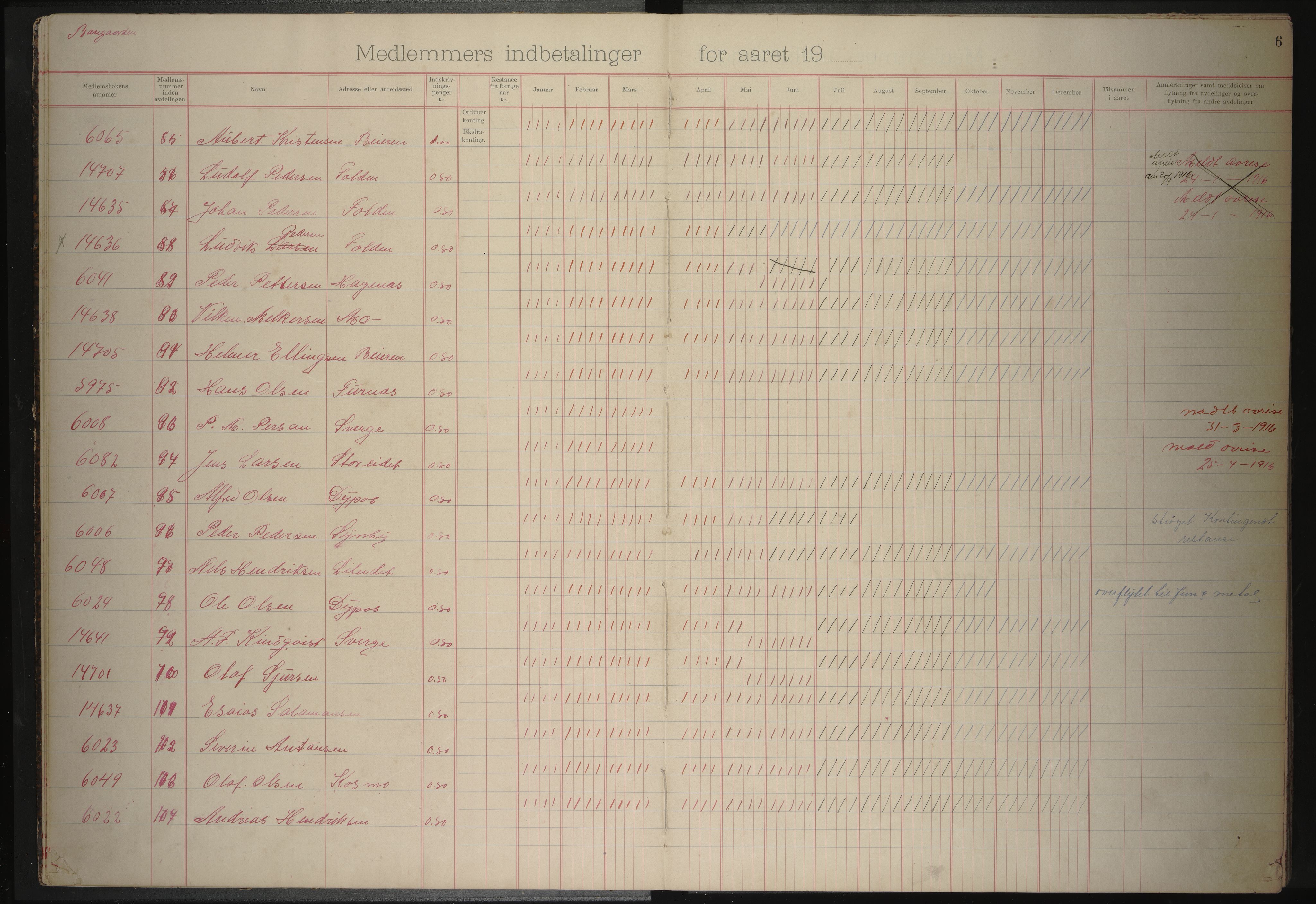 Sandnes arbeiderforening avd. 221 av Norsk Arbeidsmandsforbund, AIN/A23-115/P/Pa/L0002: Medlemsprotokoll, 1916-1920