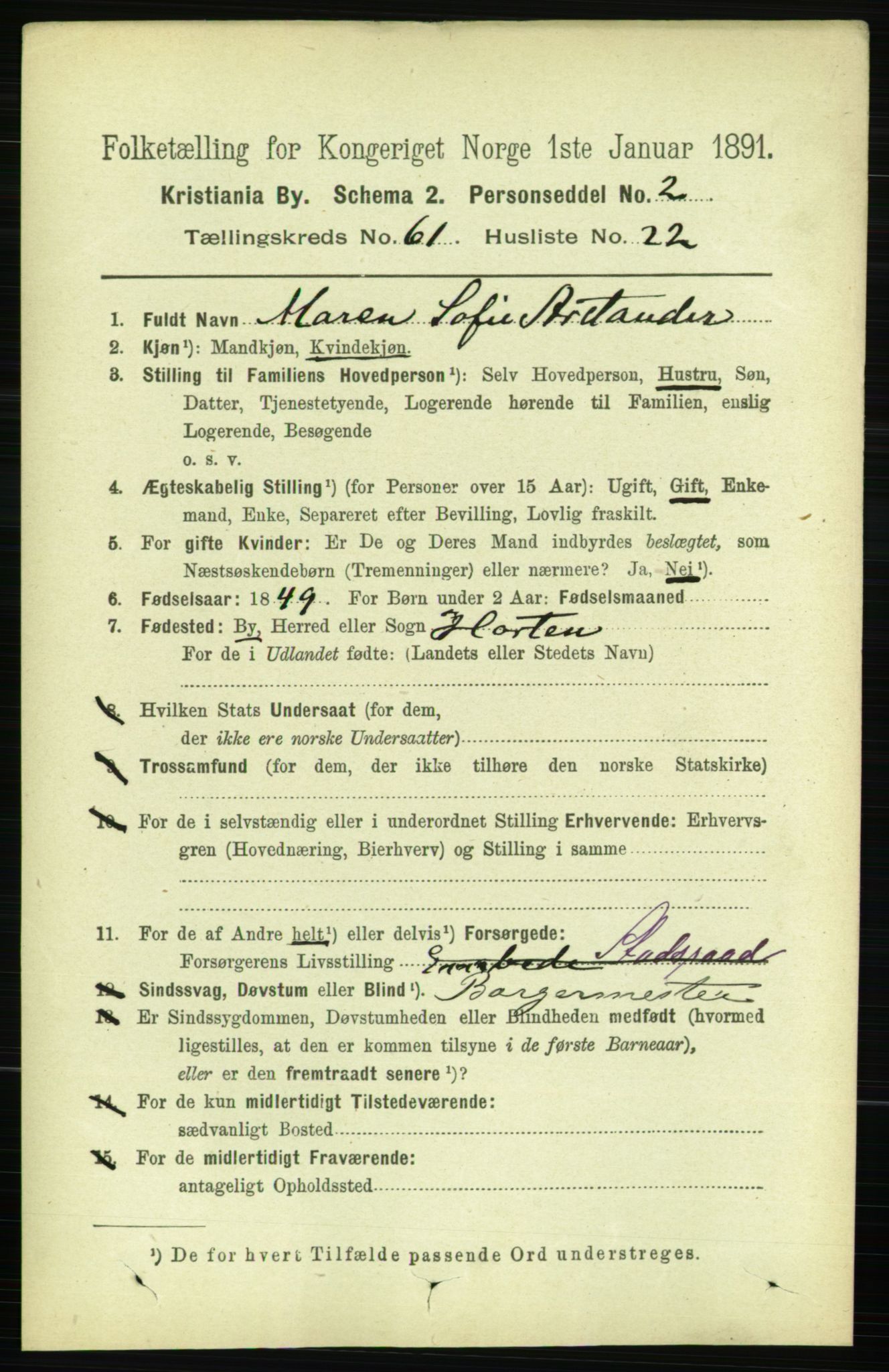 RA, 1891 census for 0301 Kristiania, 1891, p. 32647