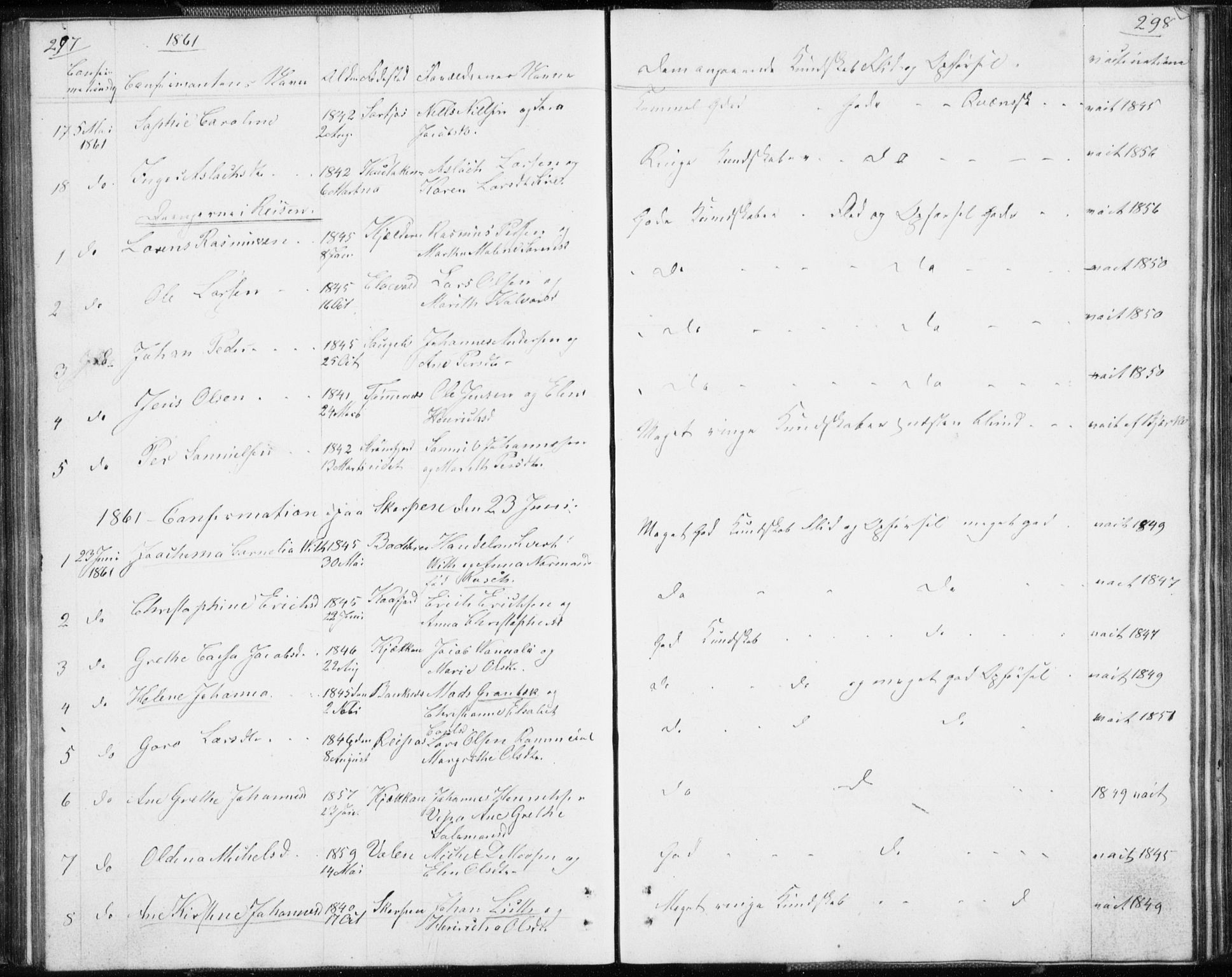 Skjervøy sokneprestkontor, SATØ/S-1300/H/Ha/Hab/L0003klokker: Parish register (copy) no. 3, 1849-1861, p. 297-298