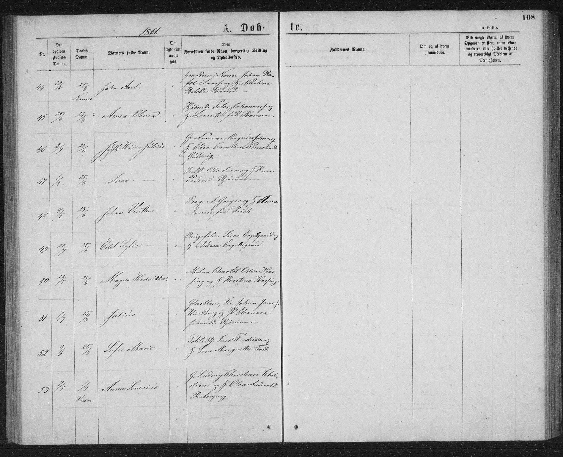 Ministerialprotokoller, klokkerbøker og fødselsregistre - Nord-Trøndelag, AV/SAT-A-1458/768/L0566: Parish register (official) no. 768A01, 1836-1865, p. 108