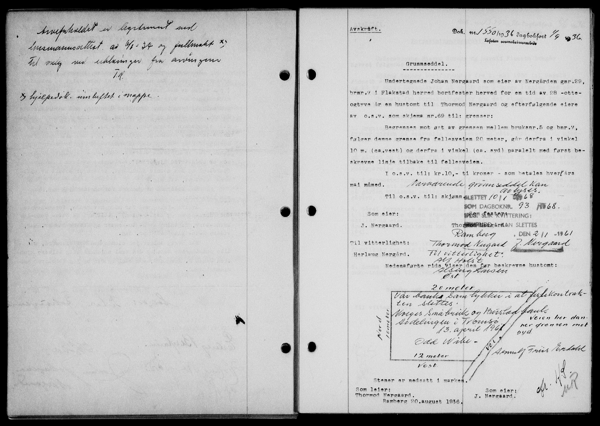 Lofoten sorenskriveri, SAT/A-0017/1/2/2C/L0001a: Mortgage book no. 1a, 1936-1937, Diary no: : 1550/1936