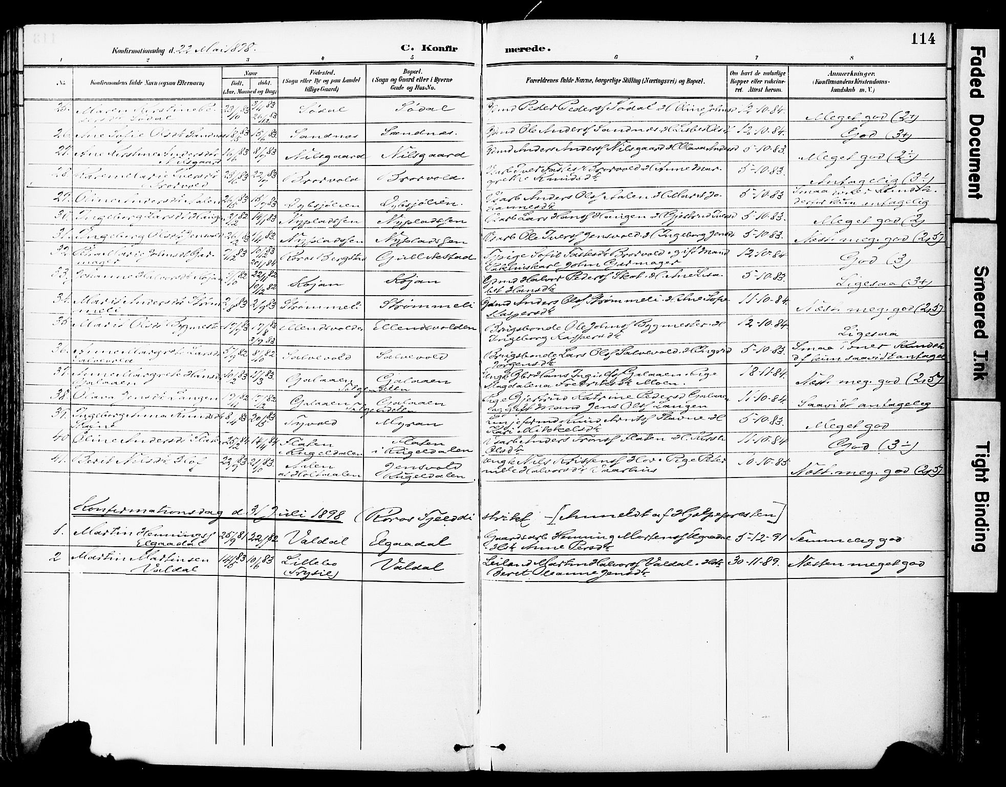 Ministerialprotokoller, klokkerbøker og fødselsregistre - Sør-Trøndelag, AV/SAT-A-1456/681/L0935: Parish register (official) no. 681A13, 1890-1898, p. 114